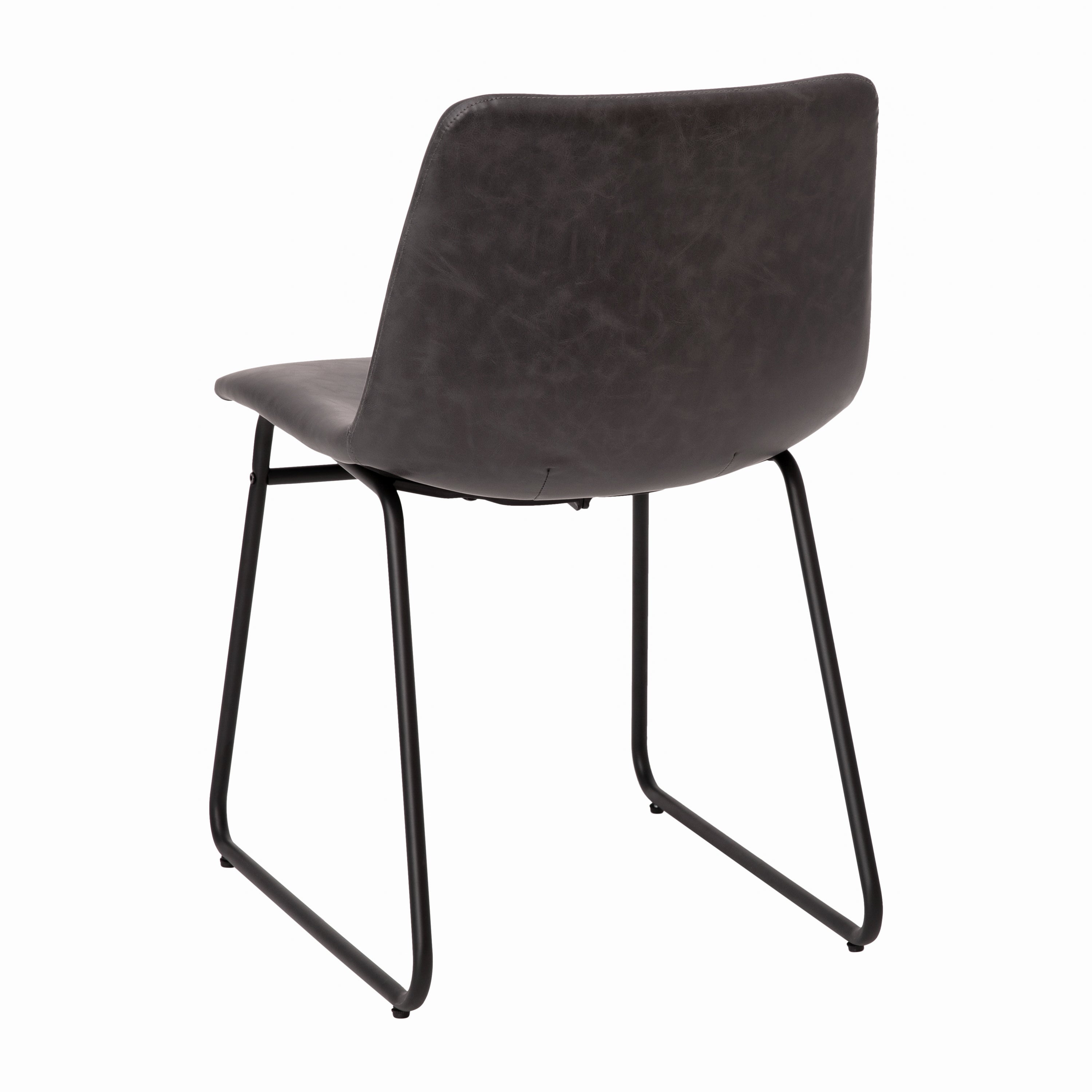 18 Inch Dining Table Height Chair, Mid-Back Sled Base Dining Chair in LeatherSoft Upholstery, Set of 2
