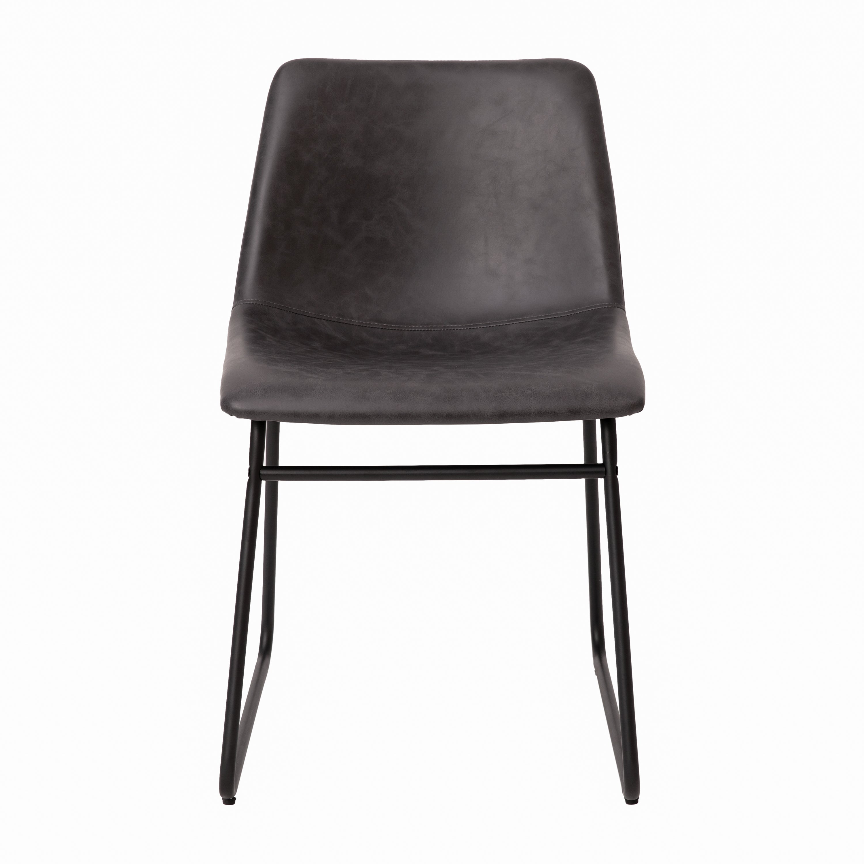 18 Inch Dining Table Height Chair, Mid-Back Sled Base Dining Chair in LeatherSoft Upholstery, Set of 2