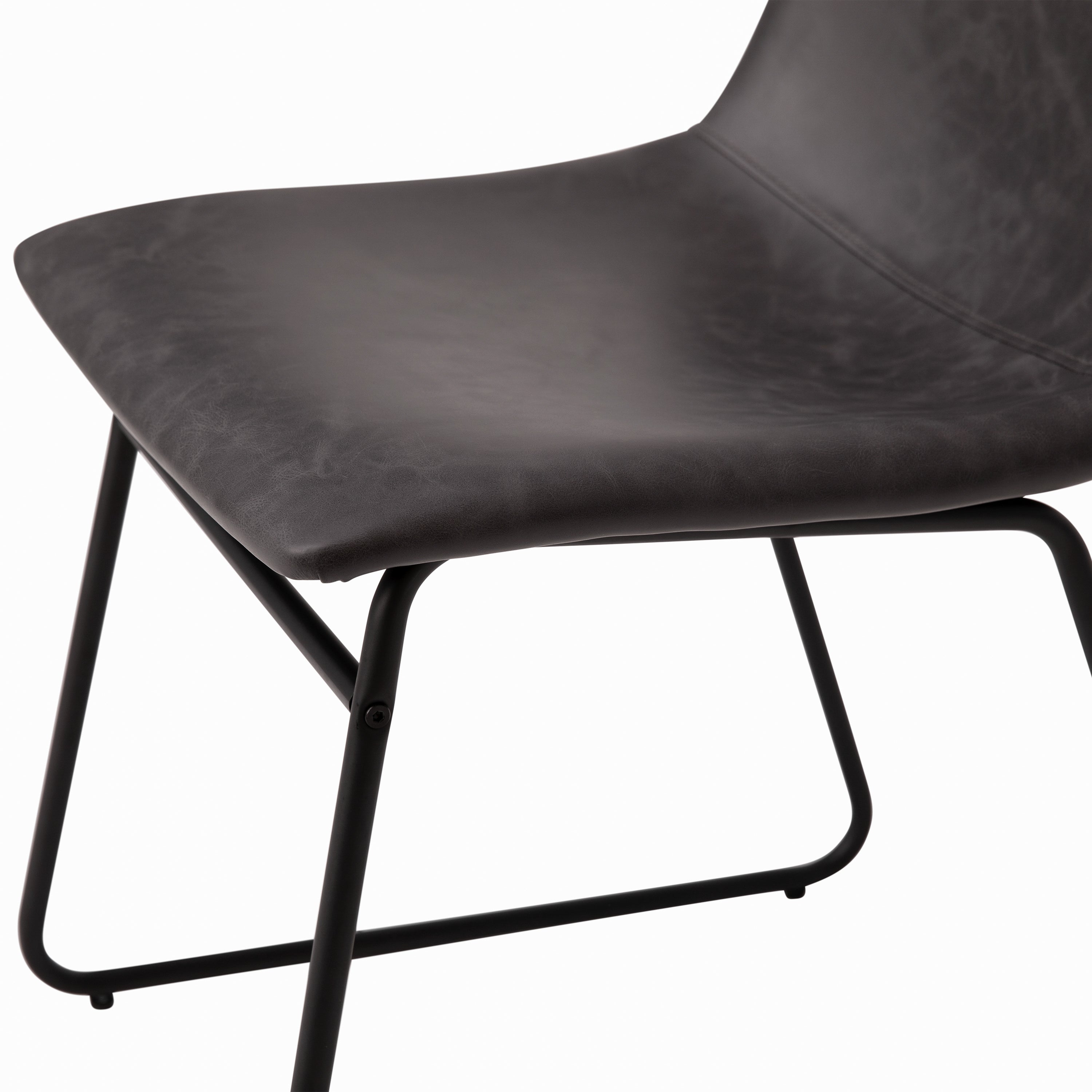 18 Inch Dining Table Height Chair, Mid-Back Sled Base Dining Chair in LeatherSoft Upholstery, Set of 2