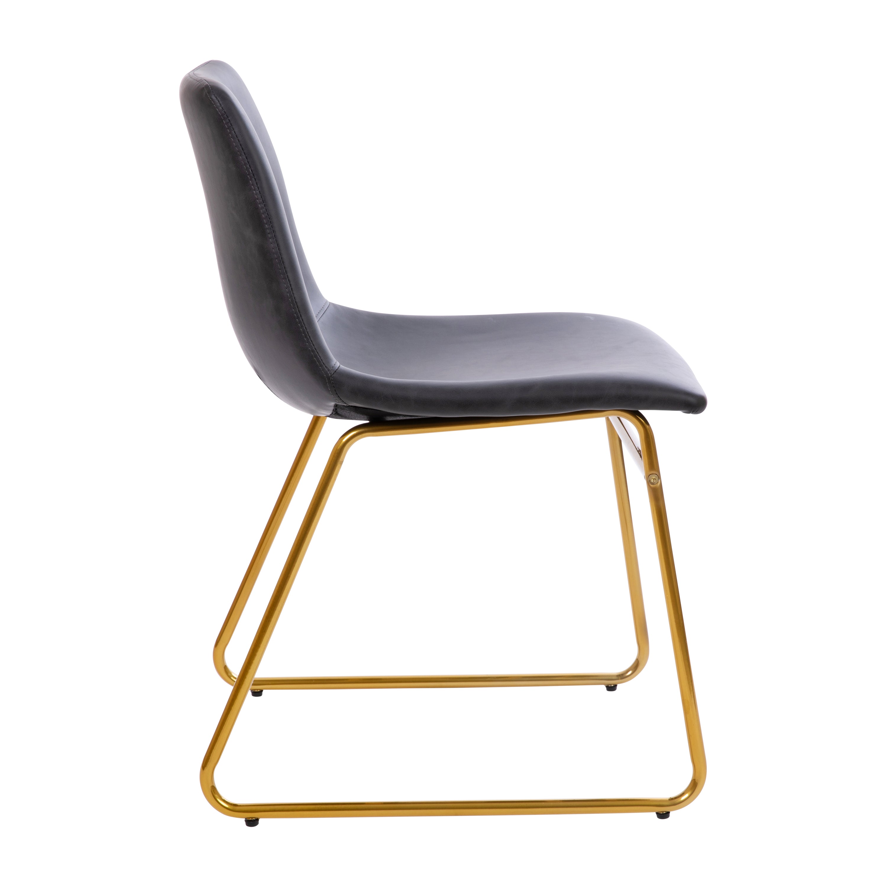 18 Inch Dining Table Height Chair, Mid-Back Sled Base Dining Chair in LeatherSoft Upholstery, Set of 2