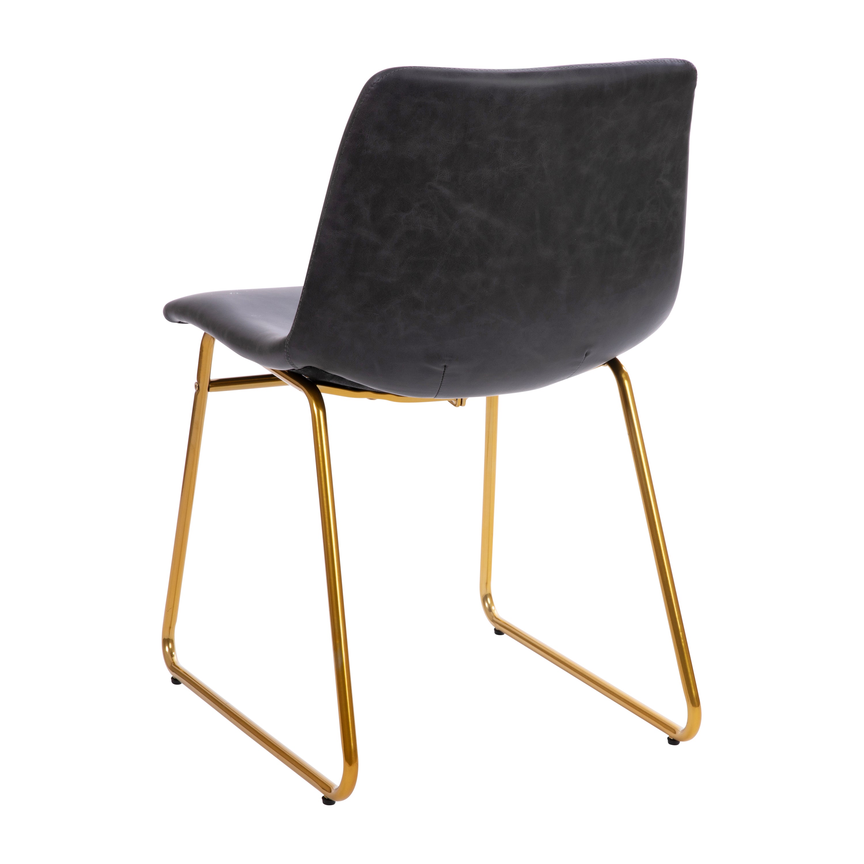 18 Inch Dining Table Height Chair, Mid-Back Sled Base Dining Chair in LeatherSoft Upholstery, Set of 2