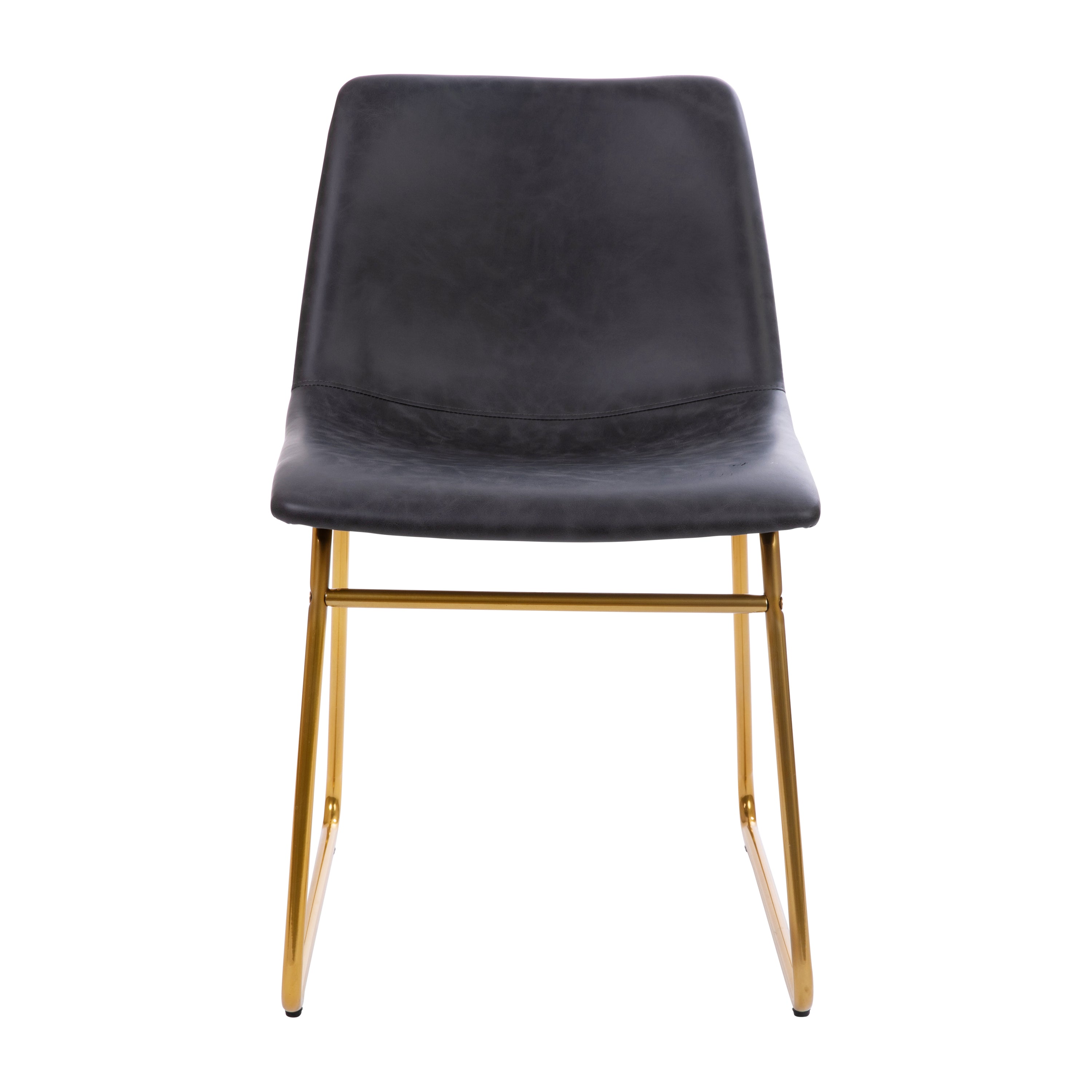 18 Inch Dining Table Height Chair, Mid-Back Sled Base Dining Chair in LeatherSoft Upholstery, Set of 2