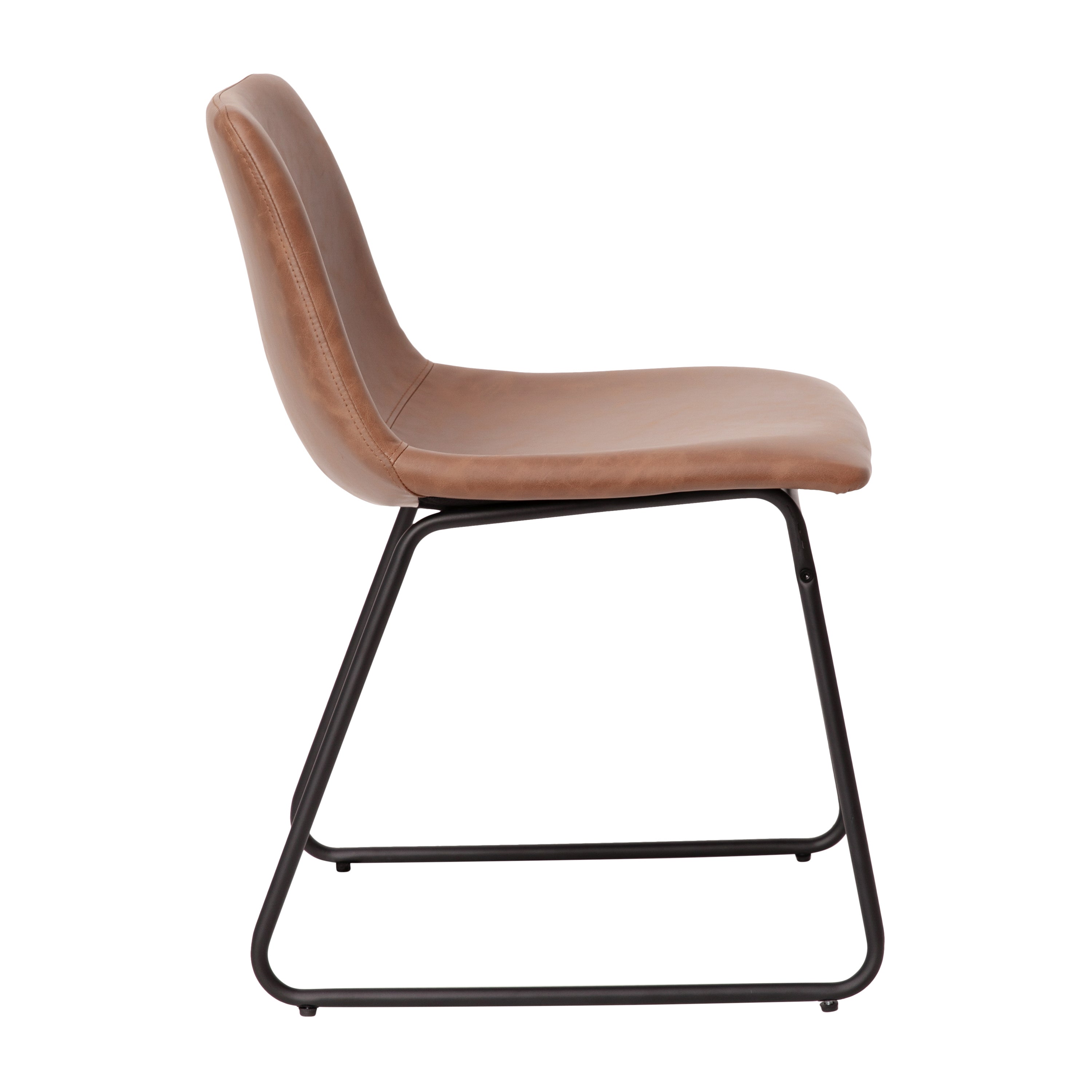 18 Inch Dining Table Height Chair, Mid-Back Sled Base Dining Chair in LeatherSoft Upholstery, Set of 2