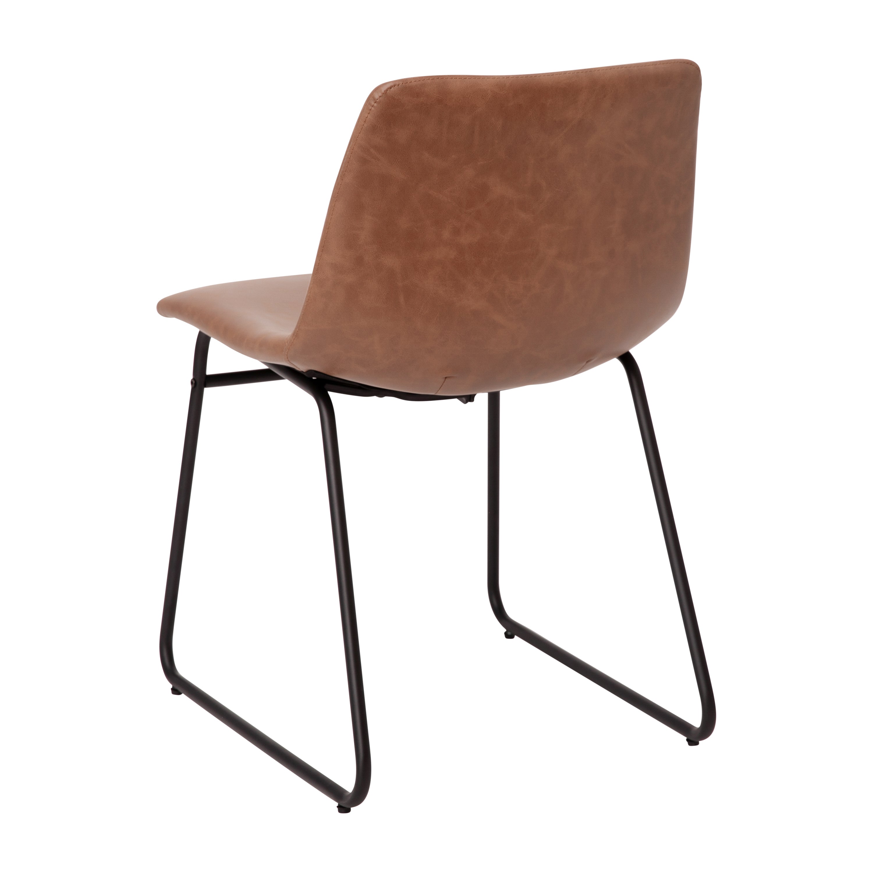 18 Inch Dining Table Height Chair, Mid-Back Sled Base Dining Chair in LeatherSoft Upholstery, Set of 2