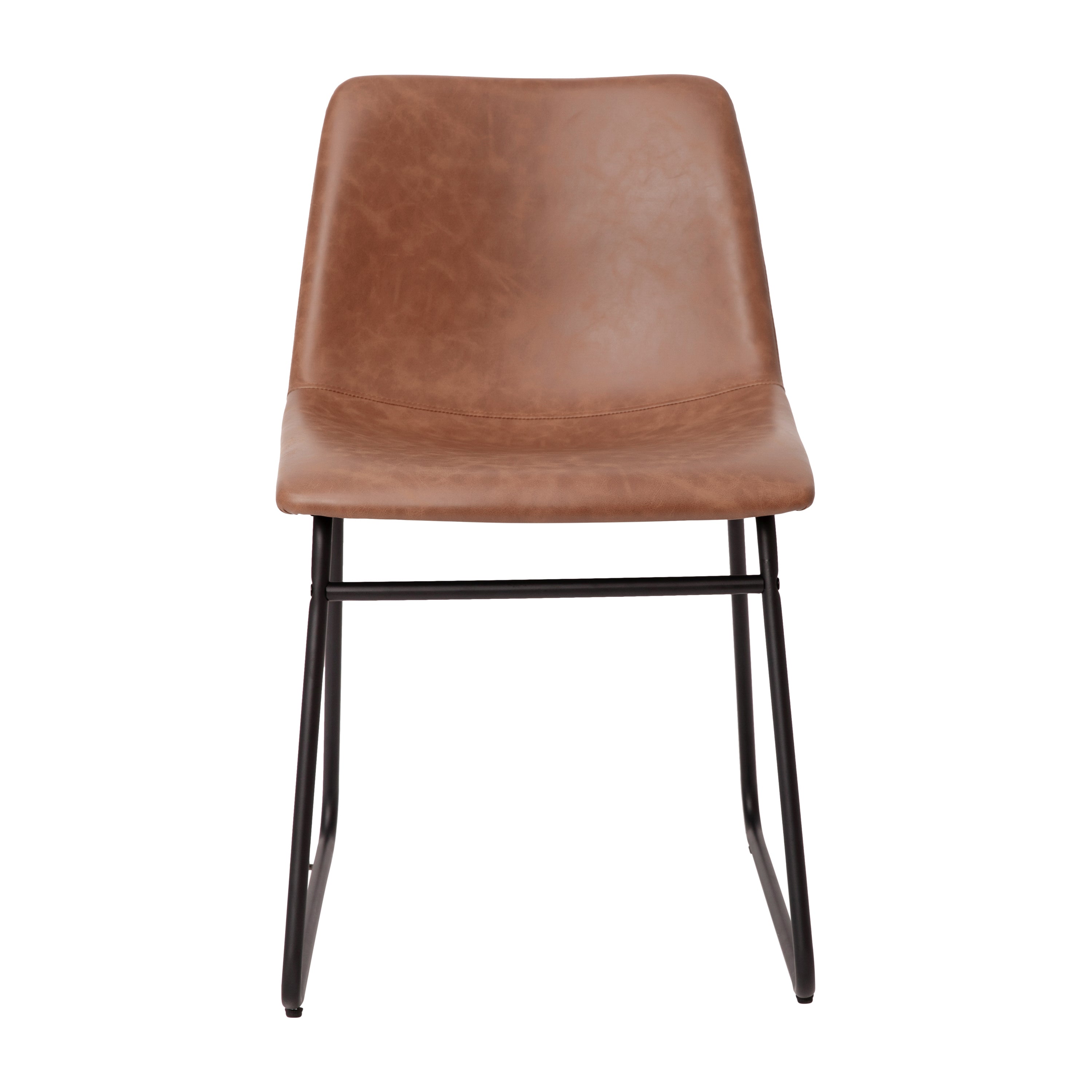 18 Inch Dining Table Height Chair, Mid-Back Sled Base Dining Chair in LeatherSoft Upholstery, Set of 2