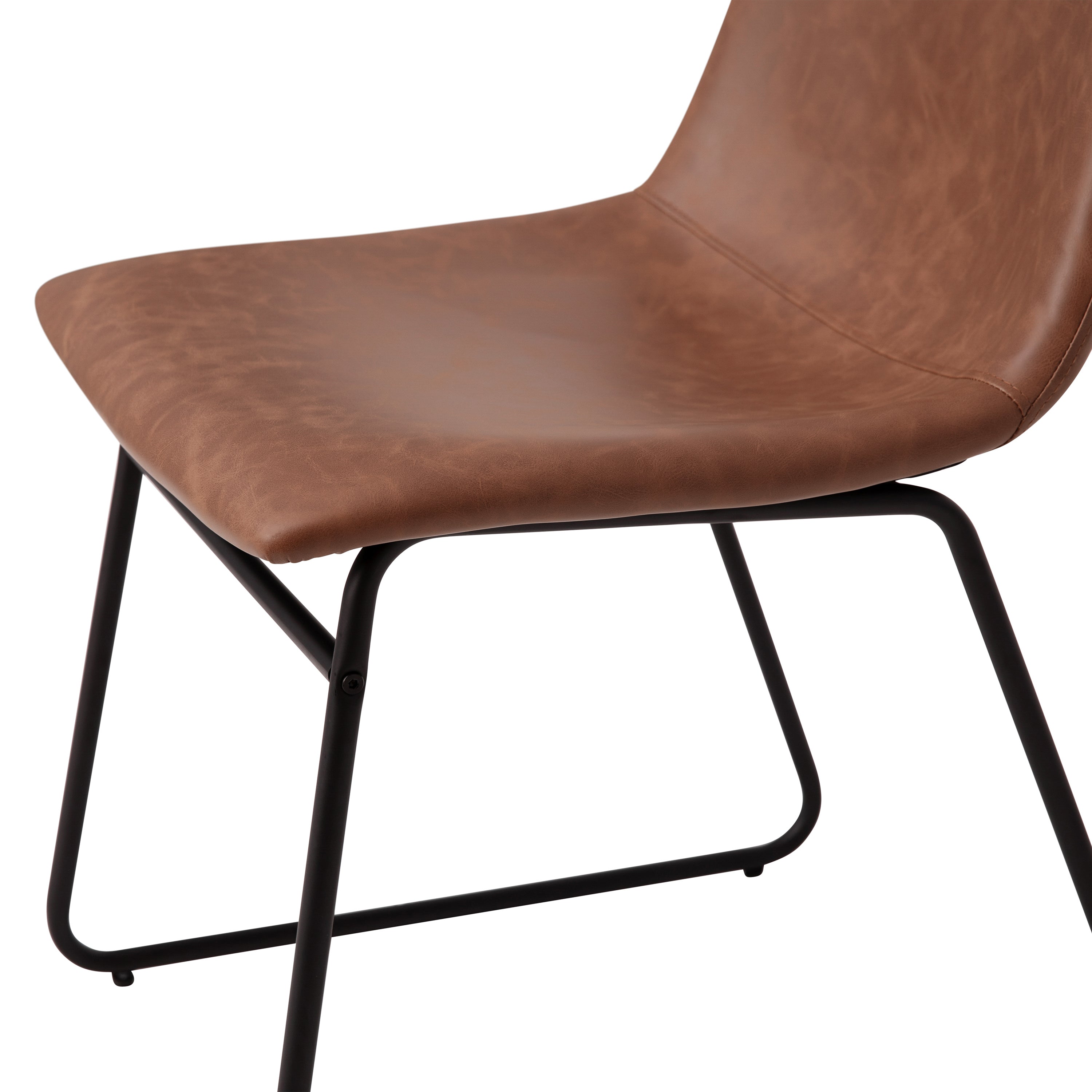 18 Inch Dining Table Height Chair, Mid-Back Sled Base Dining Chair in LeatherSoft Upholstery, Set of 2