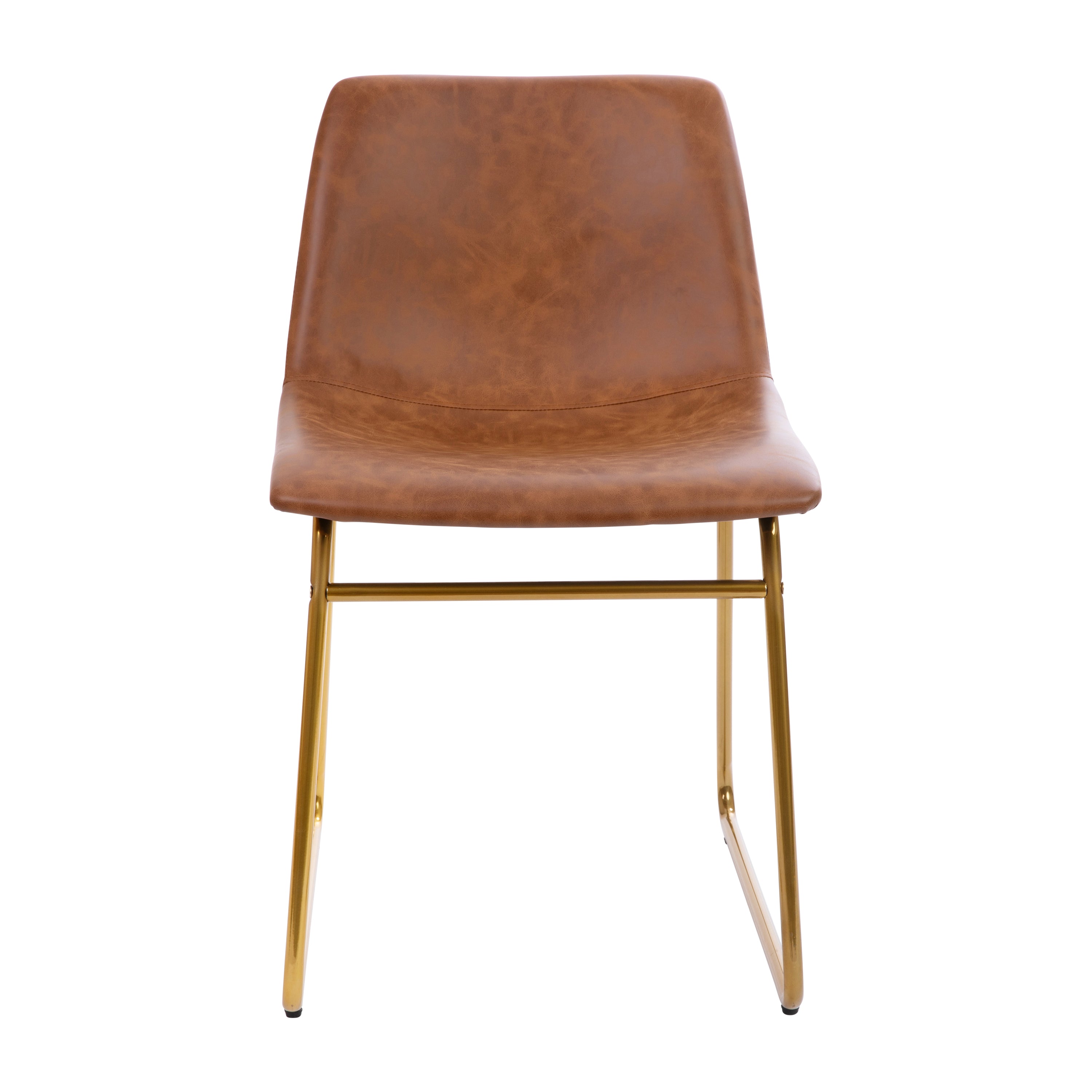 18 Inch Dining Table Height Chair, Mid-Back Sled Base Dining Chair in LeatherSoft Upholstery, Set of 2