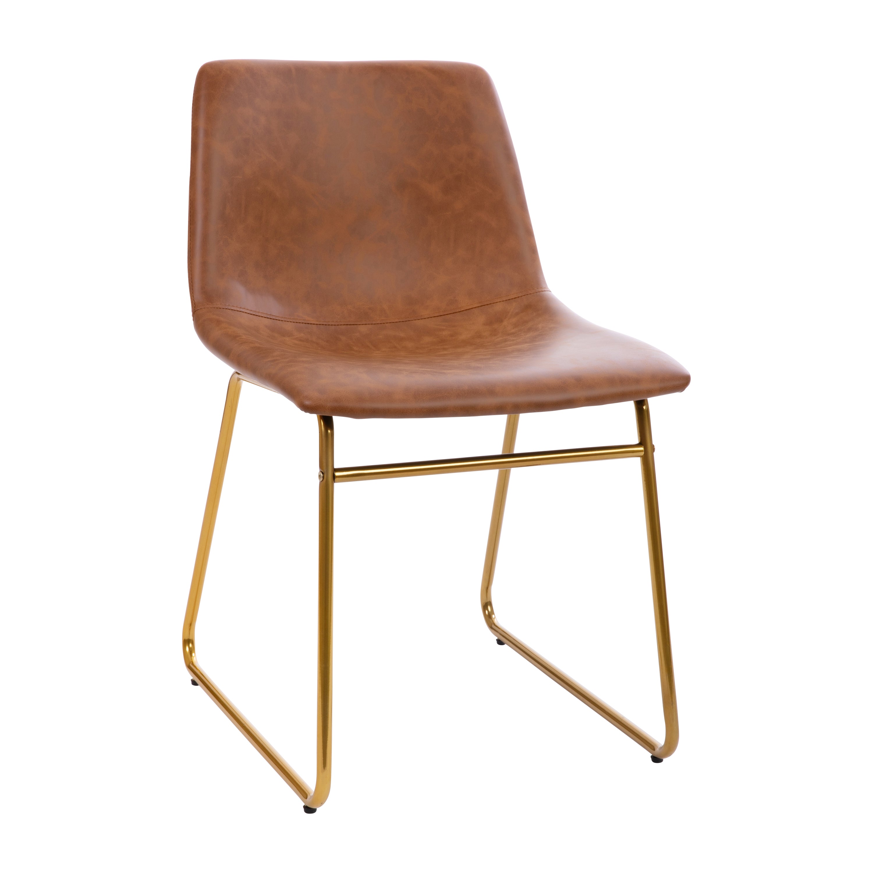 18 Inch Dining Table Height Chair, Mid-Back Sled Base Dining Chair in LeatherSoft Upholstery, Set of 2