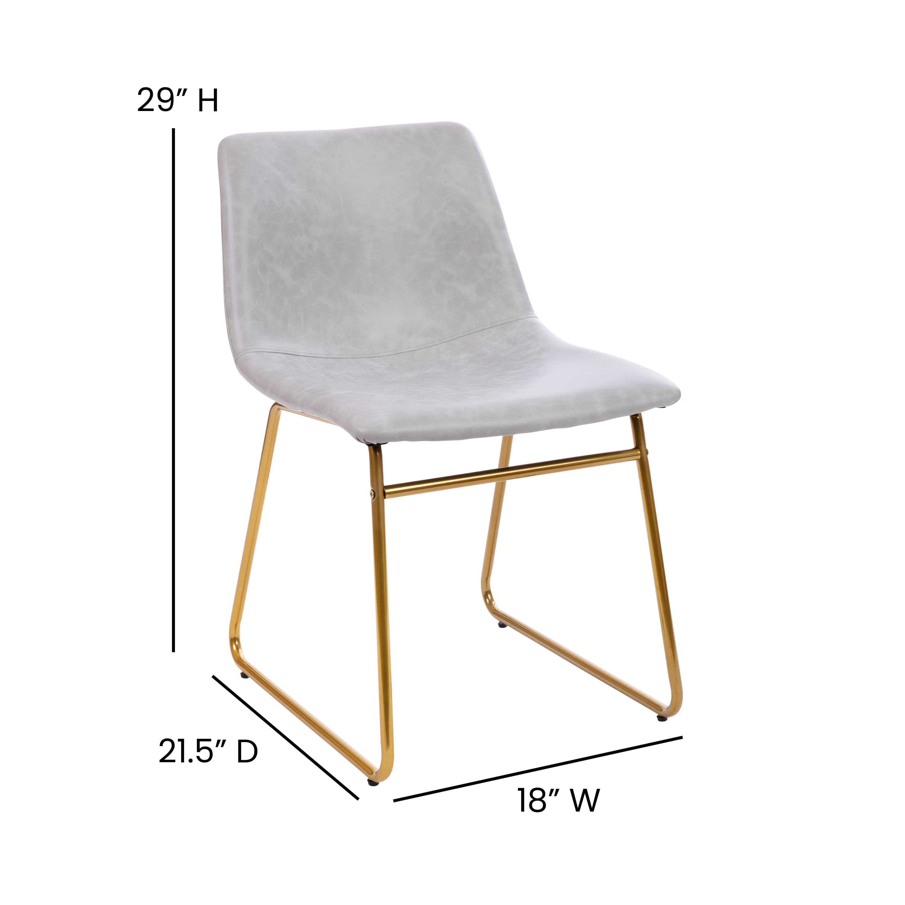 18 Inch Dining Table Height Chair, Mid-Back Sled Base Dining Chair in LeatherSoft Upholstery, Set of 2