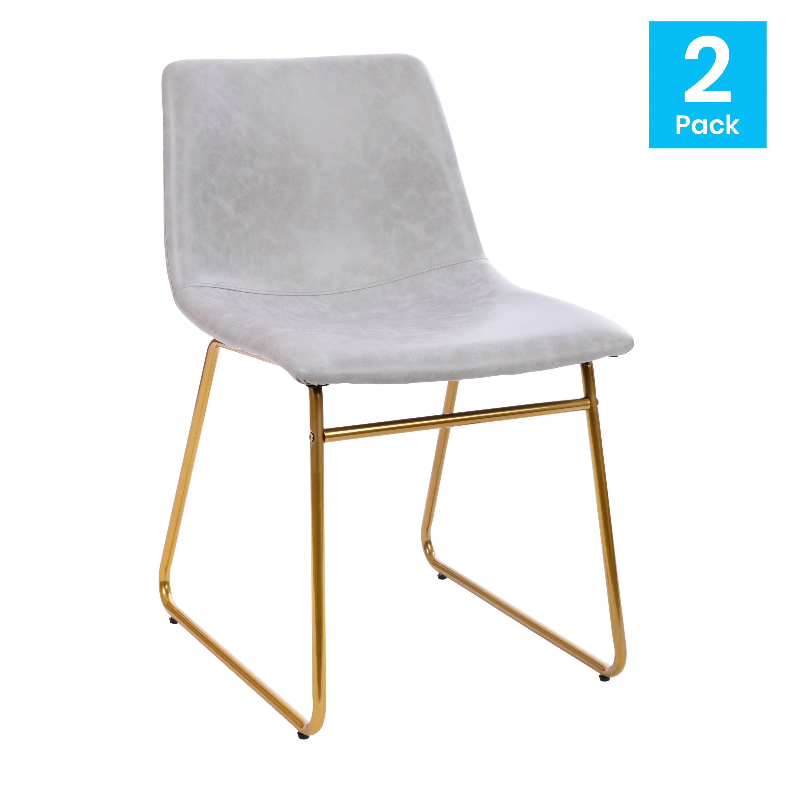 18 Inch Dining Table Height Chair, Mid-Back Sled Base Dining Chair in LeatherSoft Upholstery, Set of 2