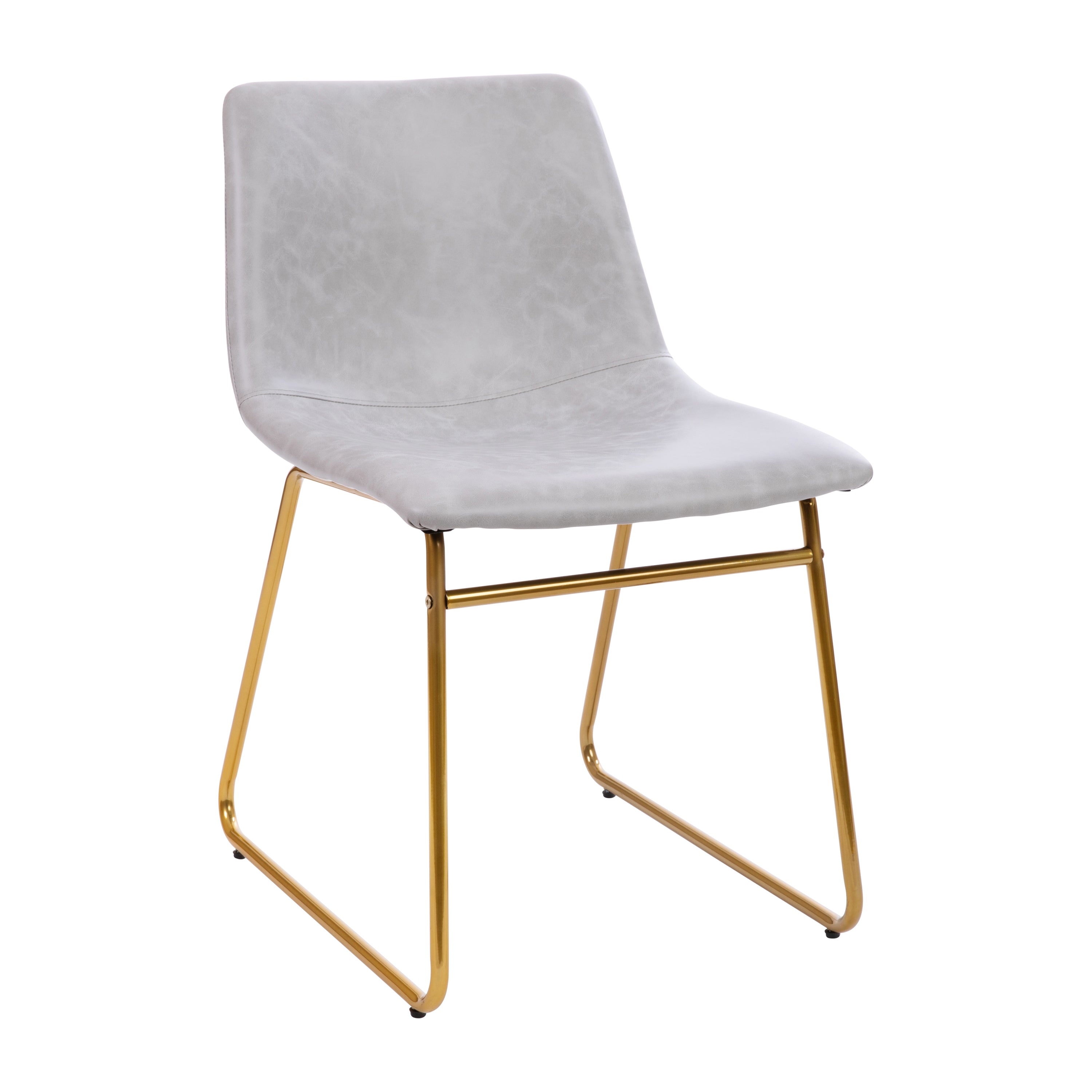 18 Inch Dining Table Height Chair, Mid-Back Sled Base Dining Chair in LeatherSoft Upholstery, Set of 2