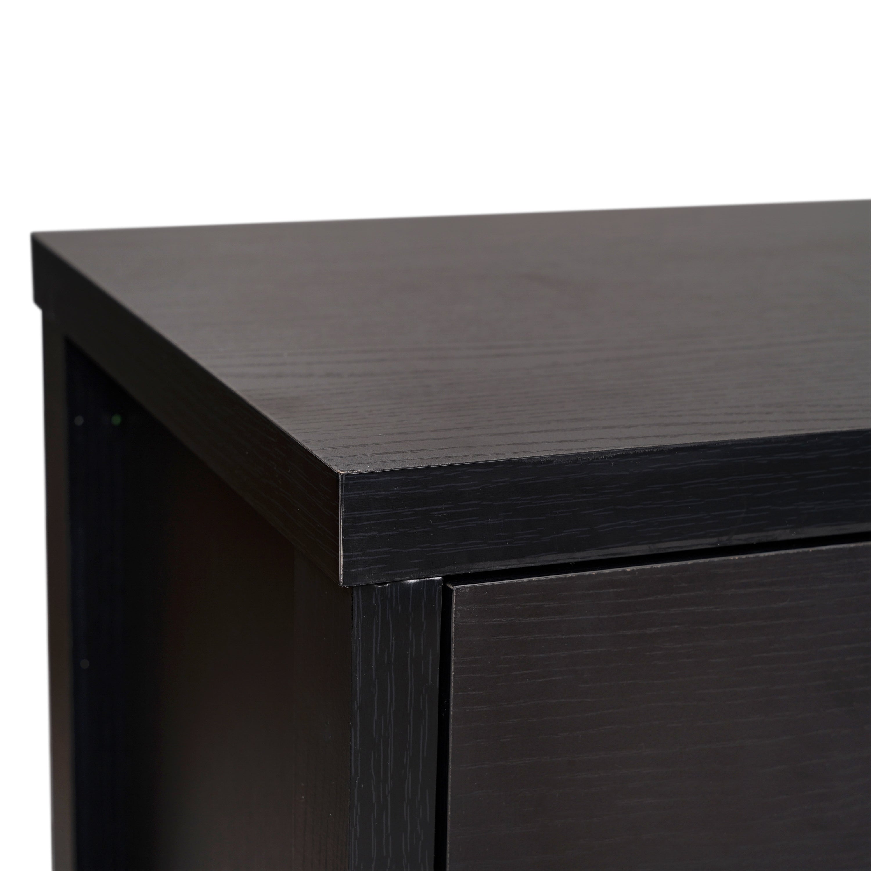 Wells Modern Kitchen and Dining Room Buffet Sideboard Storage Cabinet, Engineered Wood with 3 Tempered Glass Doors and 3 Drawers