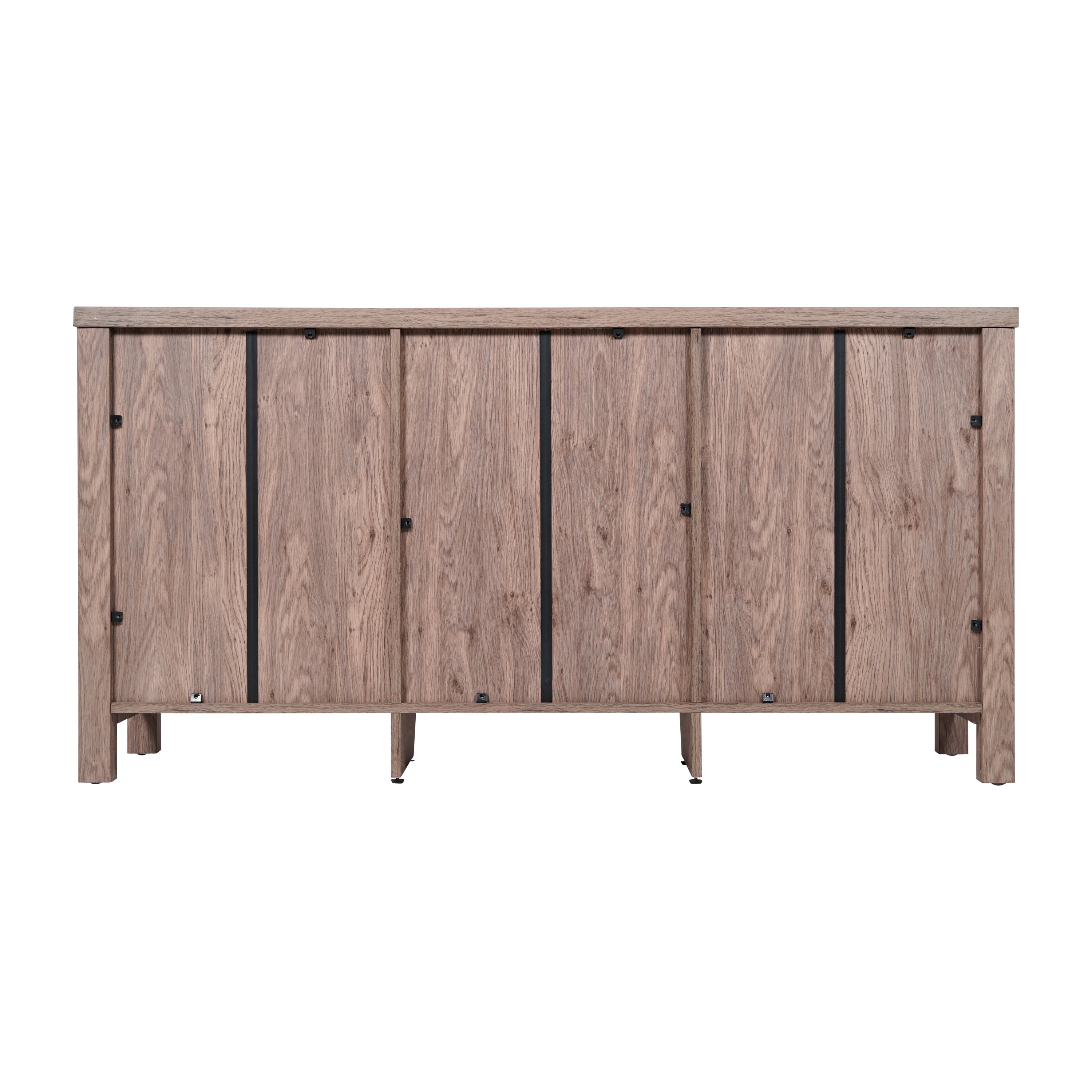 Dion Modern Kitchen and Dining Room Buffet Sideboard Storage Cabinet, Engineered Wood with 2 Tempered Glass Doors, 2 Drawers, Open Shelf
