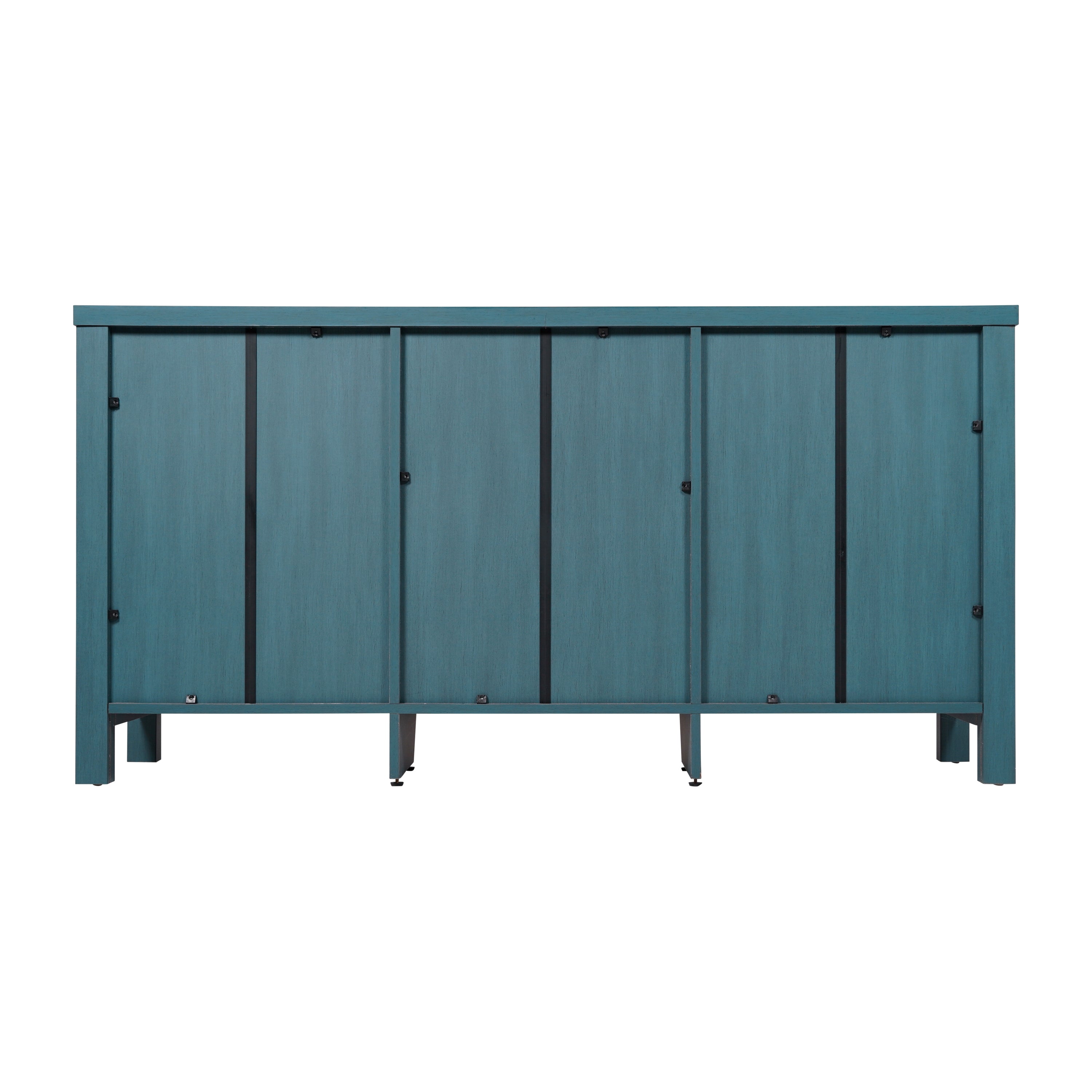 Dion Modern Kitchen and Dining Room Buffet Sideboard Storage Cabinet, Engineered Wood with 2 Tempered Glass Doors, 2 Drawers, Open Shelf