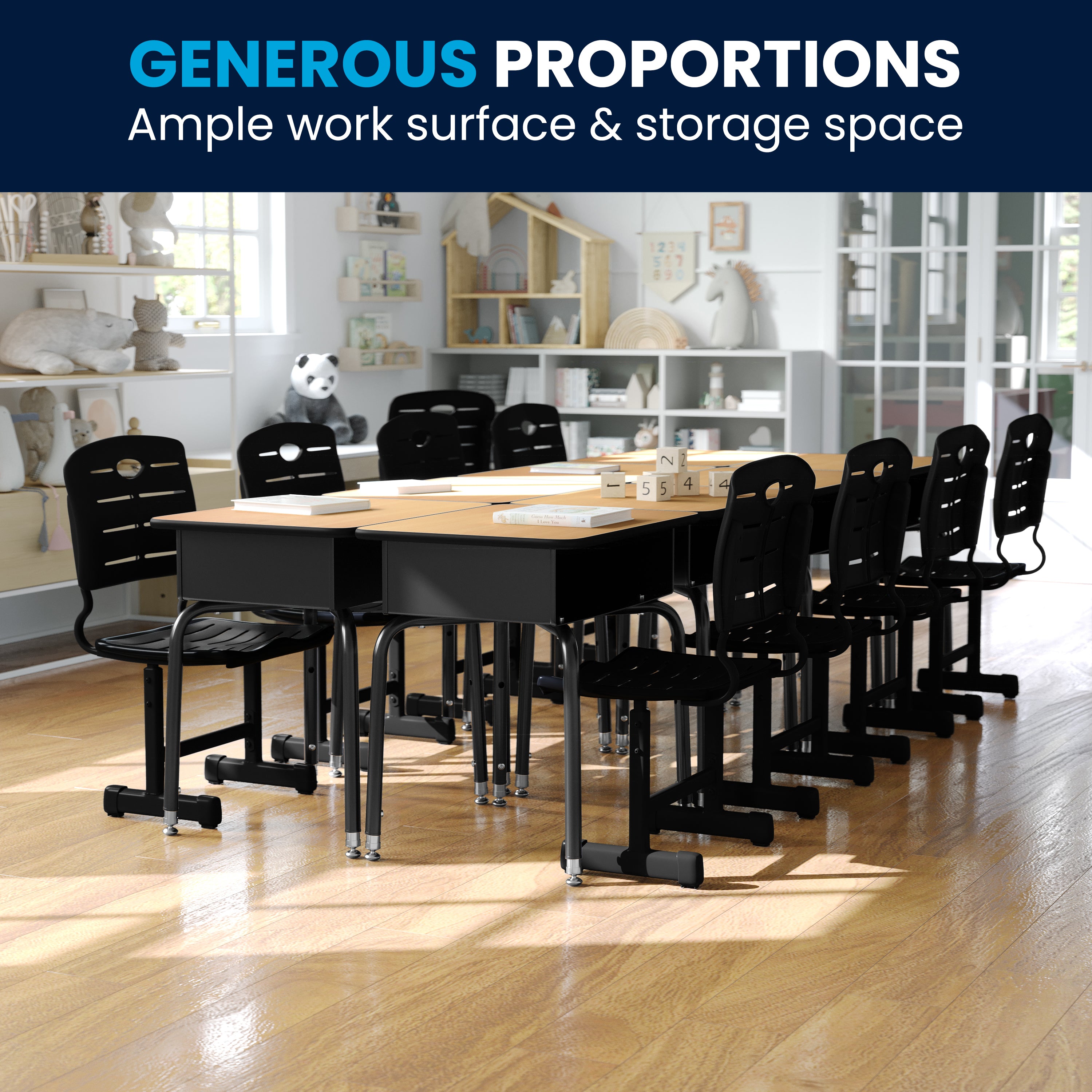 Student Desk with Open Front Metal Book Box