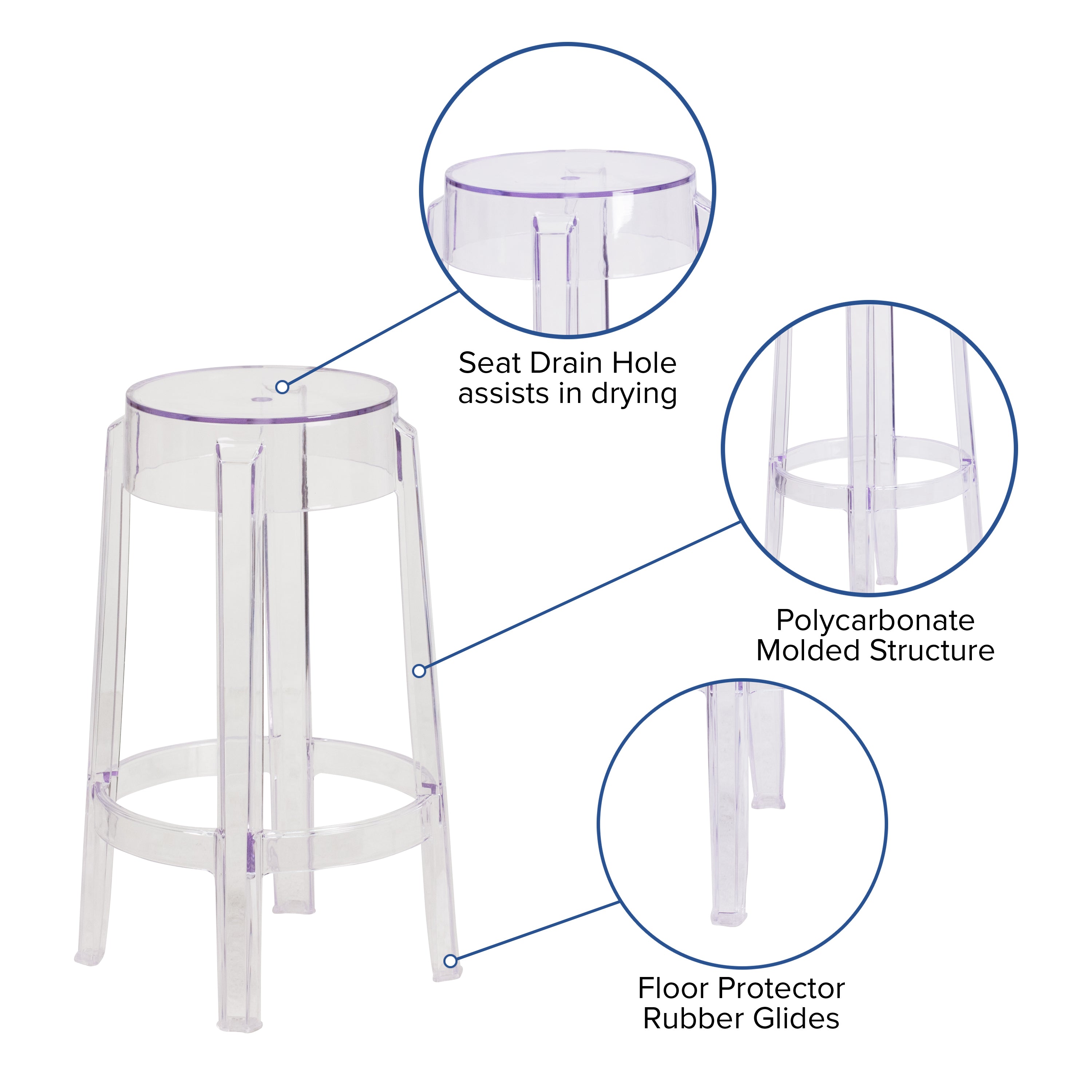25.75'' High Transparent Counter Height Stool