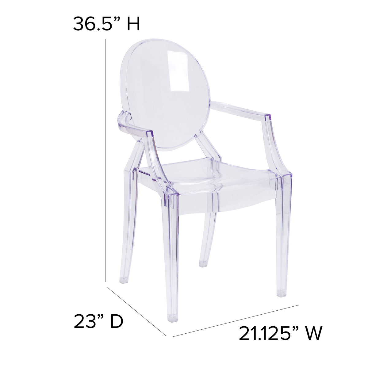 Oval Back Ghost Chair with Arms