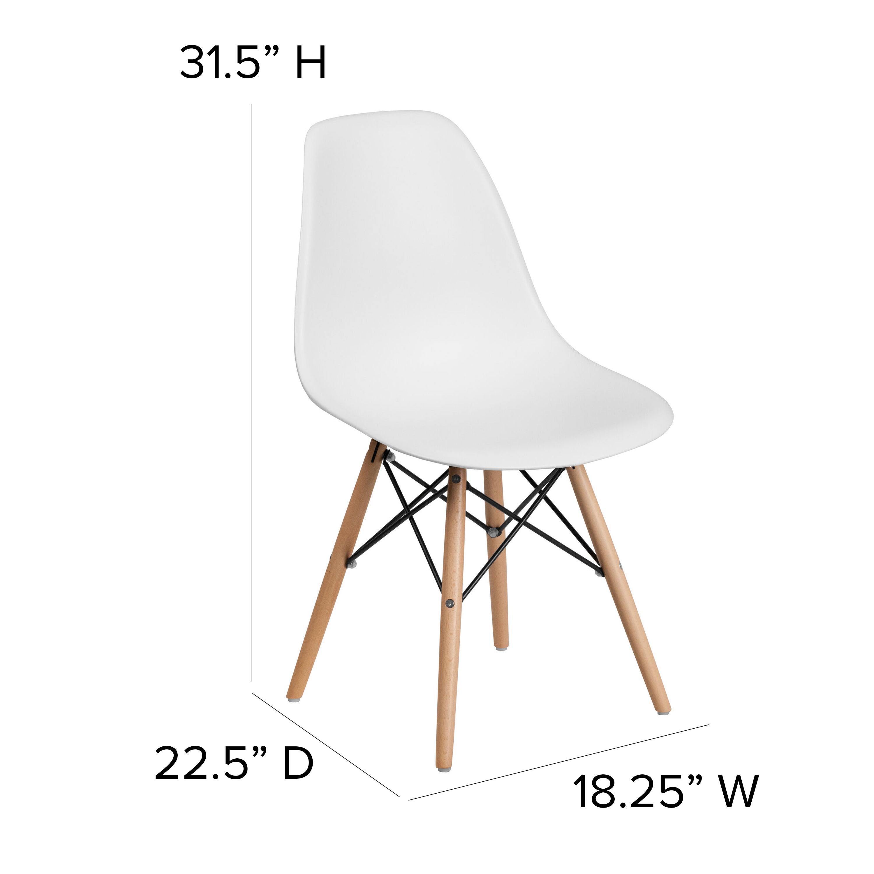 Elon Series Plastic Chair with Wooden Legs-Accent Chair-Flash Furniture-Wall2Wall Furnishings
