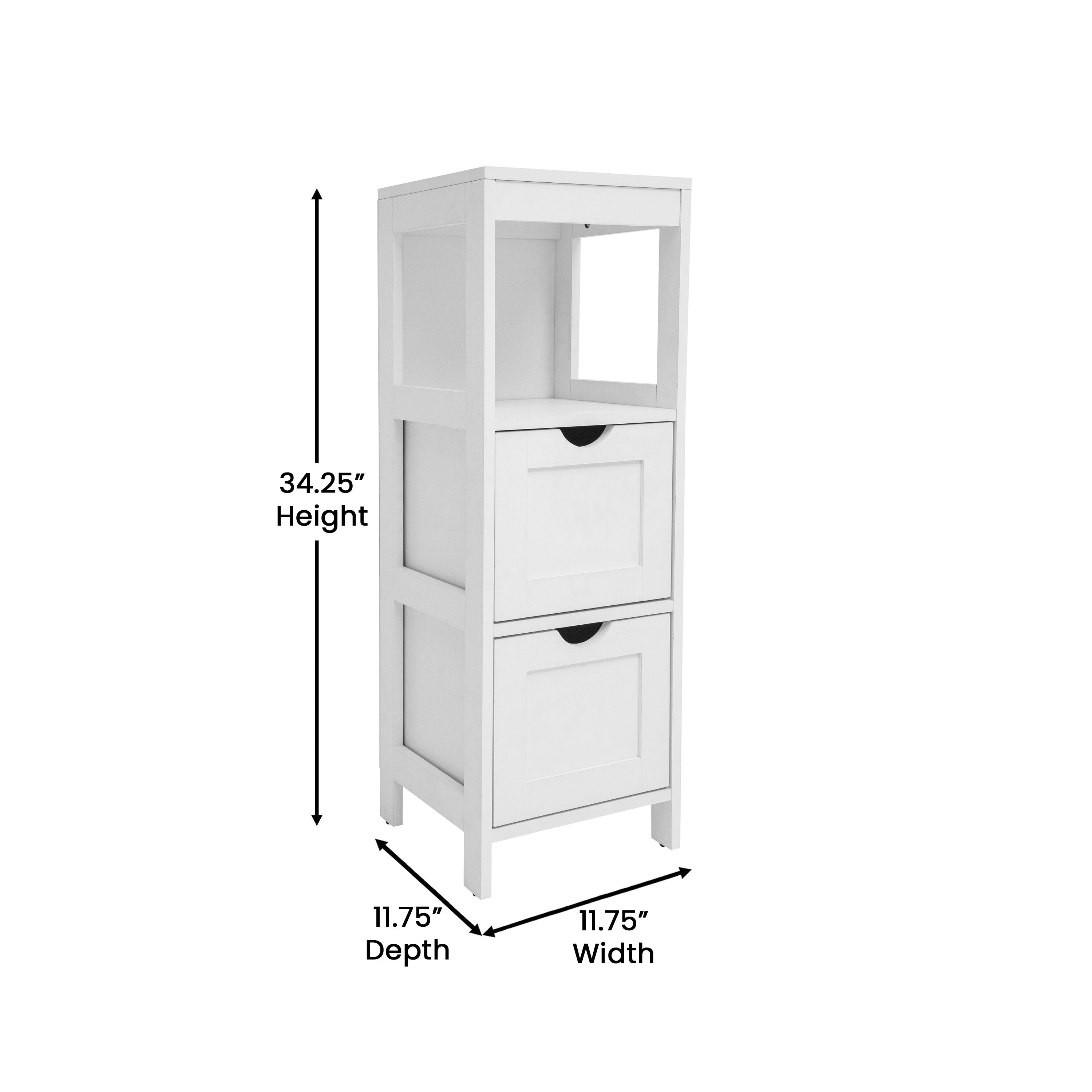 Dune Farmhouse Bathroom Storage Organizer with Two Removable Drawers and Open Display Shelf