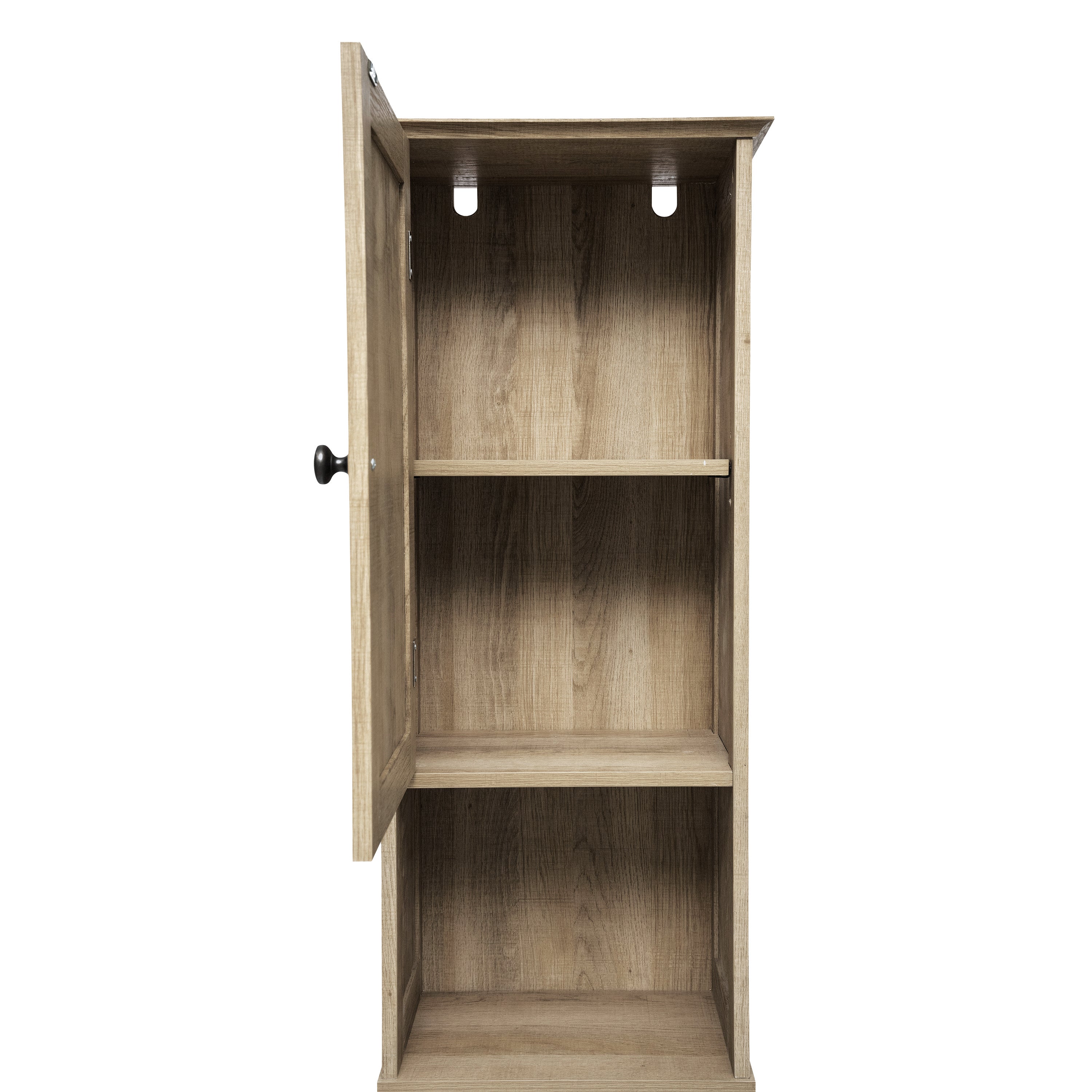 Dune Freestanding Bathroom Linen Tower Storage Cabinet with Magnetic Close Doors, Adjustable Shelves, Open Display Shelf, and Drawer