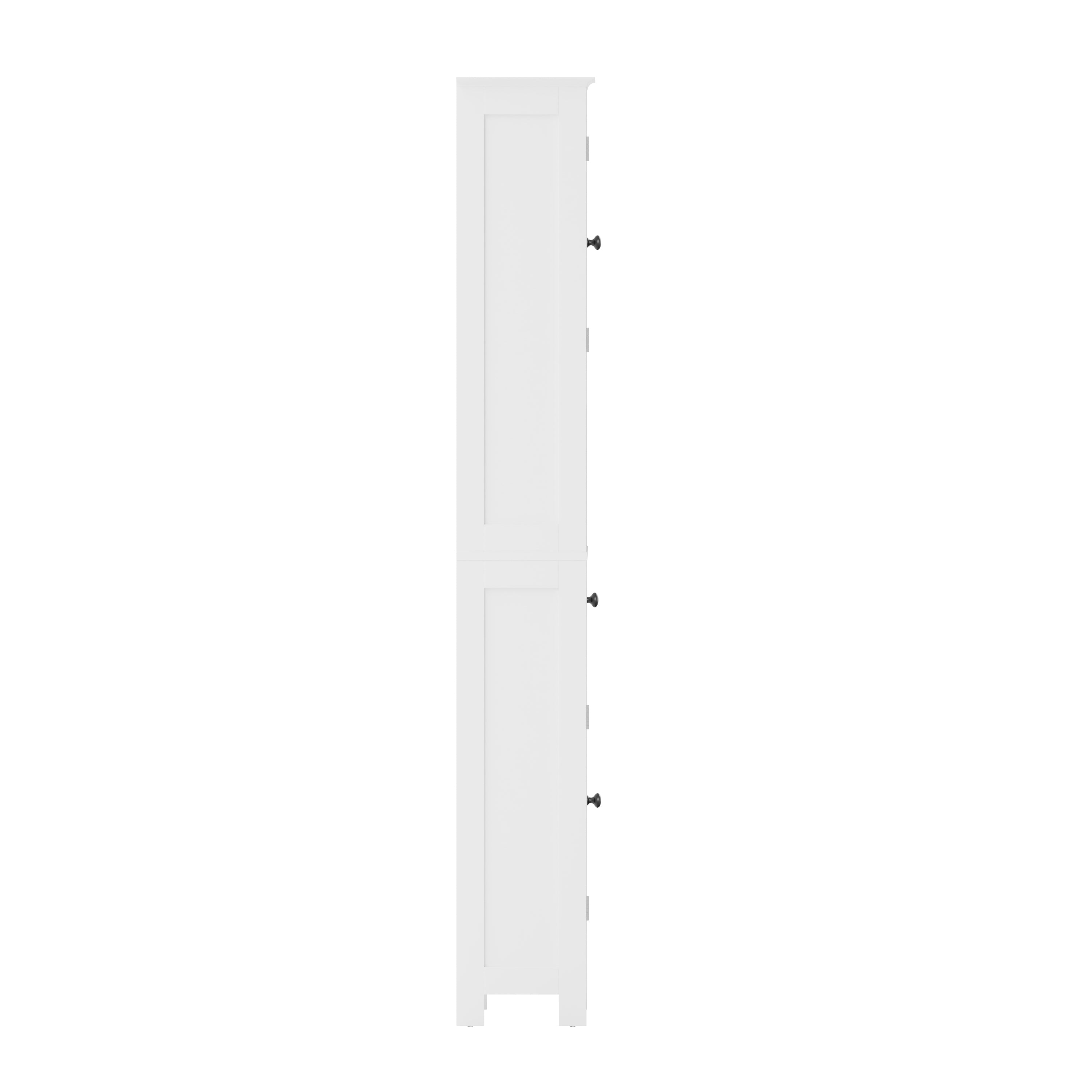 Dune Freestanding Bathroom Linen Tower Storage Cabinet with Magnetic Close Doors, Adjustable Shelves, Open Display Shelf, and Drawer