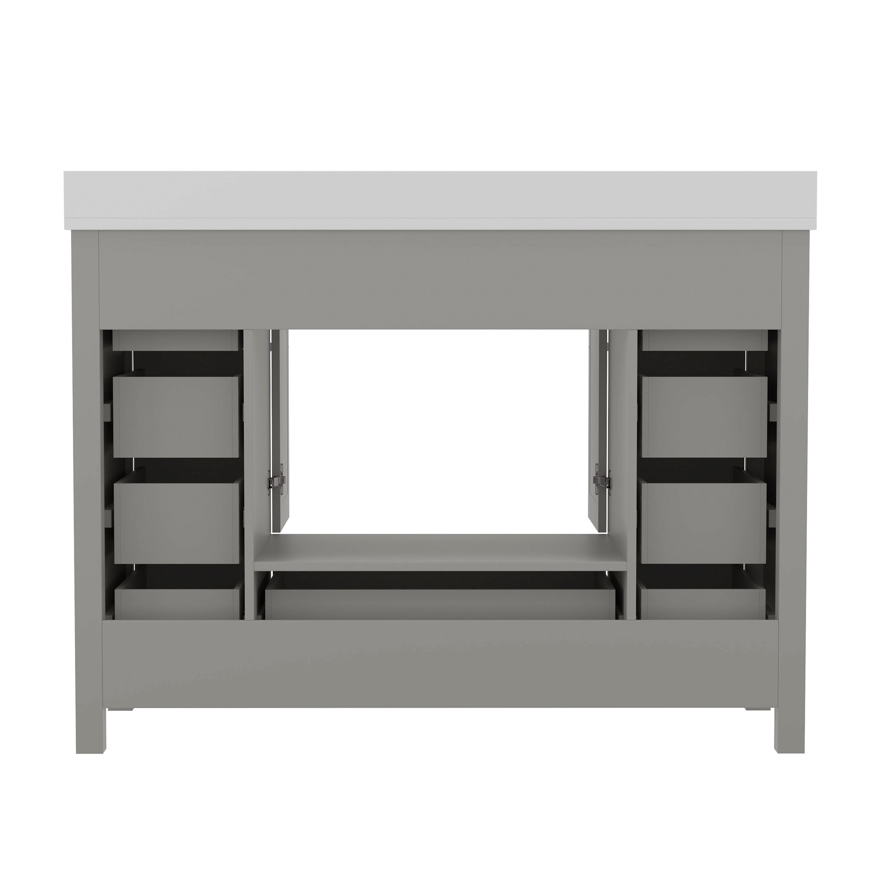 Vega Bathroom Vanity with Sink, Storage Cabinet with Soft Close Doors, and 9 Drawers, Carrara Marble Finish Countertop
