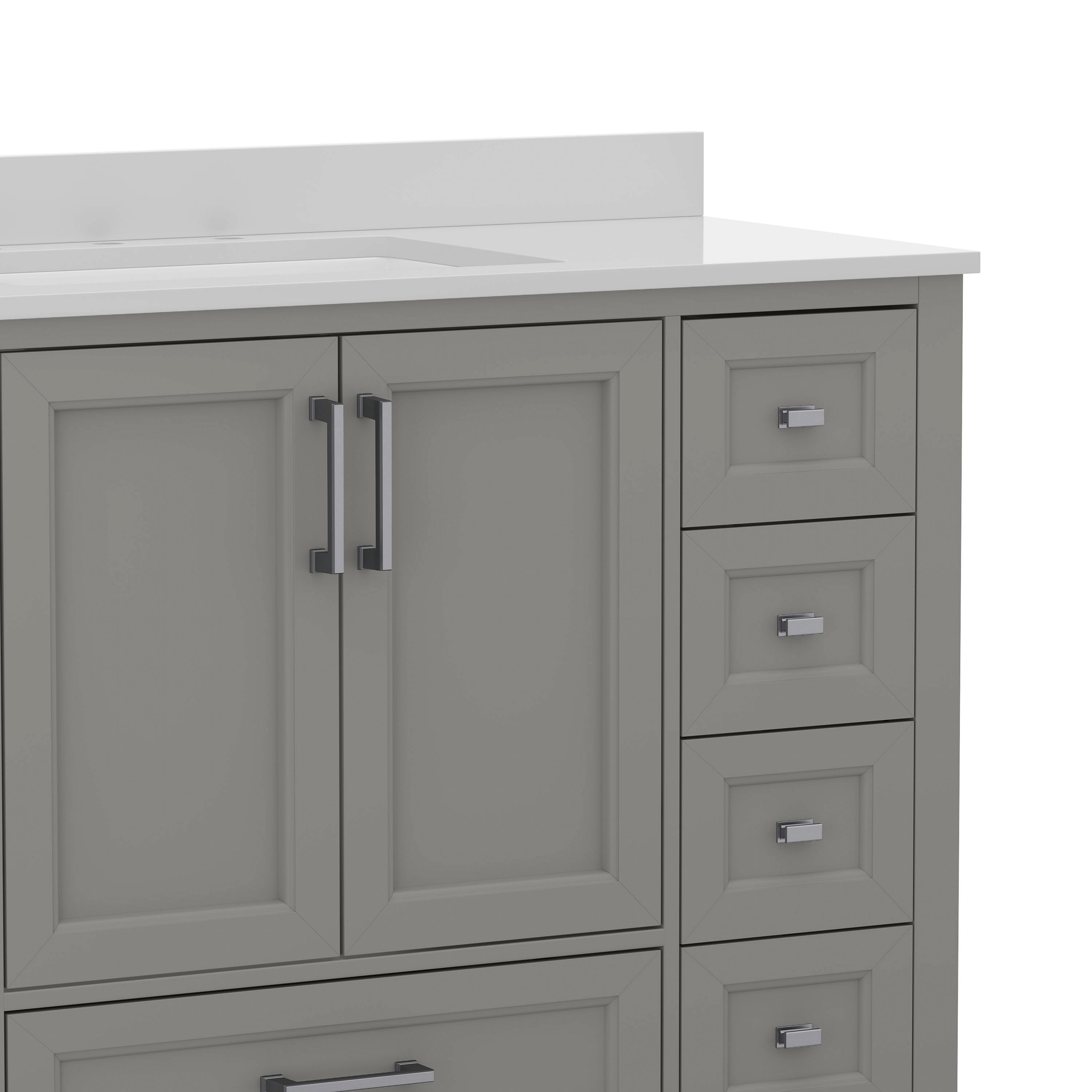 Vega Bathroom Vanity with Sink, Storage Cabinet with Soft Close Doors, and 9 Drawers, Carrara Marble Finish Countertop