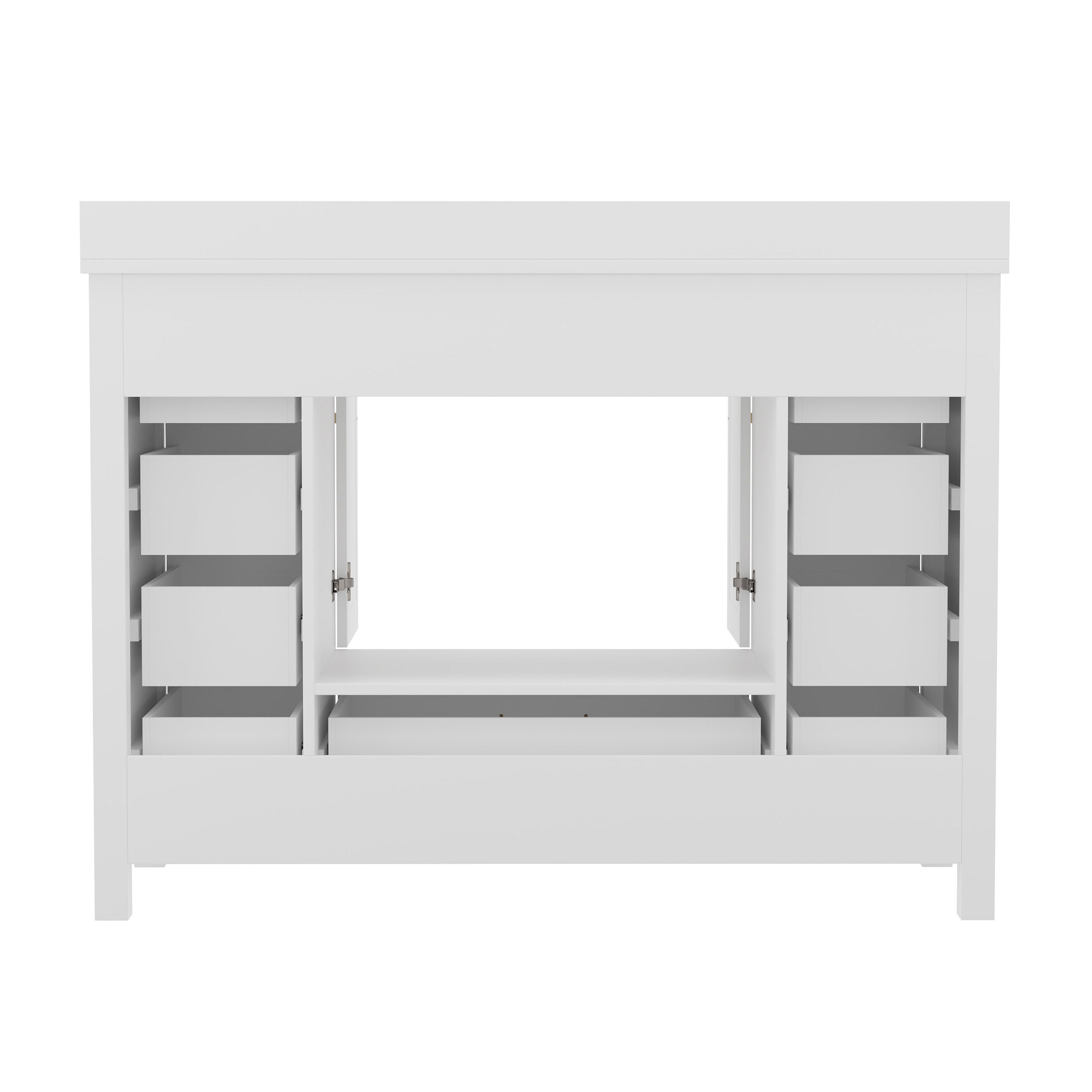 Vega Bathroom Vanity with Sink, Storage Cabinet with Soft Close Doors, and 9 Drawers, Carrara Marble Finish Countertop