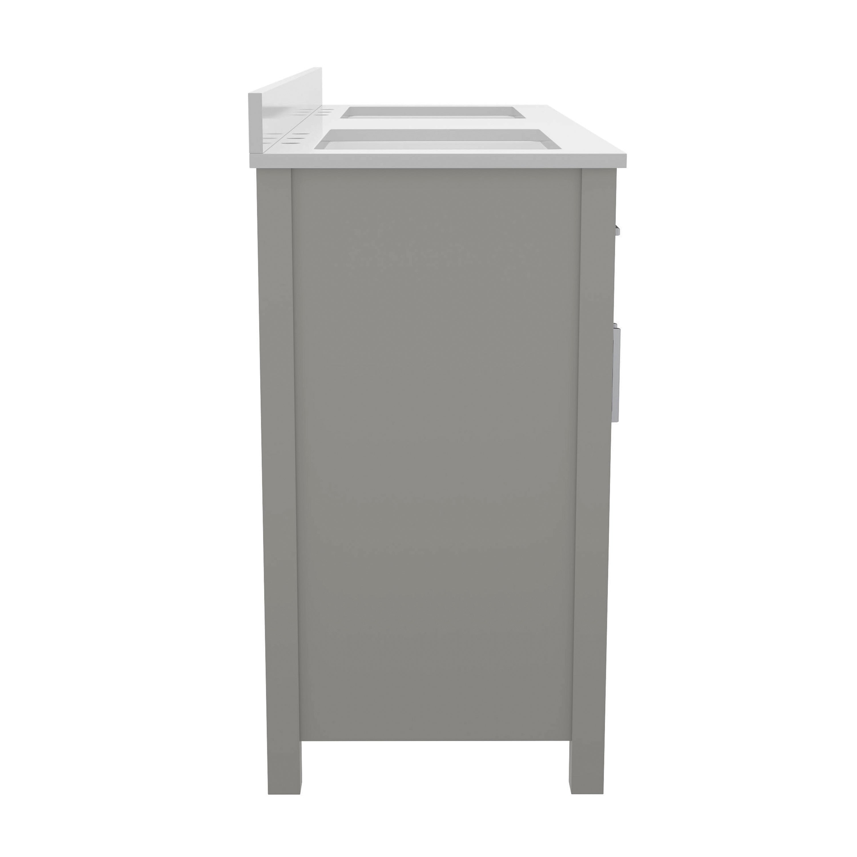 Vega Bathroom Double Vanity with 2 Sinks, 2 Storage Cabinets with Soft Close Doors, and 6 Drawers, Carrara Marble Finish Countertop