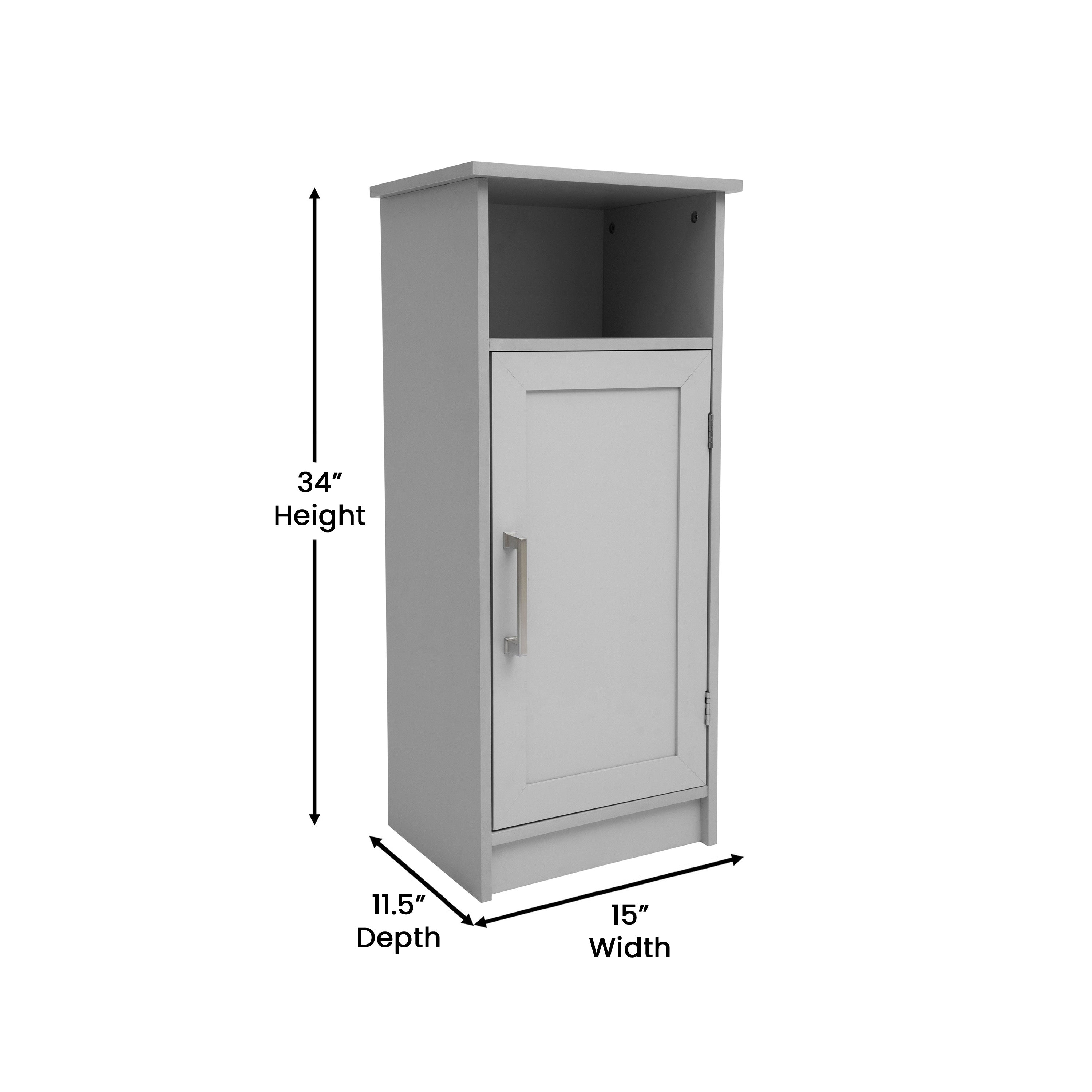 Vega Bathroom Storage Cabinet Organizer with Magnetic Closure Door, In-Cabinet Adjustable Shelf, and Upper Open Shelf