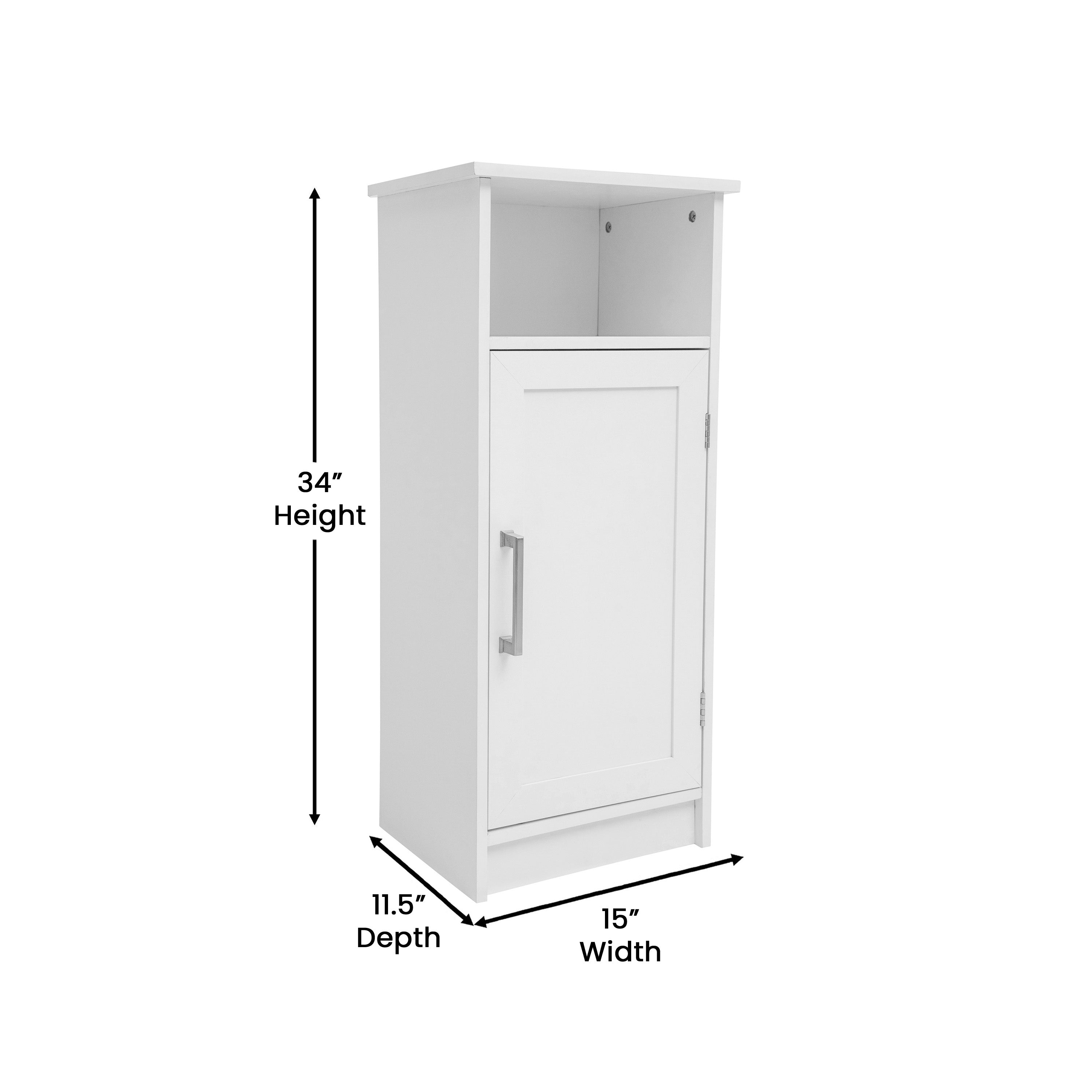 Vega Bathroom Storage Cabinet Organizer with Magnetic Closure Door, In-Cabinet Adjustable Shelf, and Upper Open Shelf