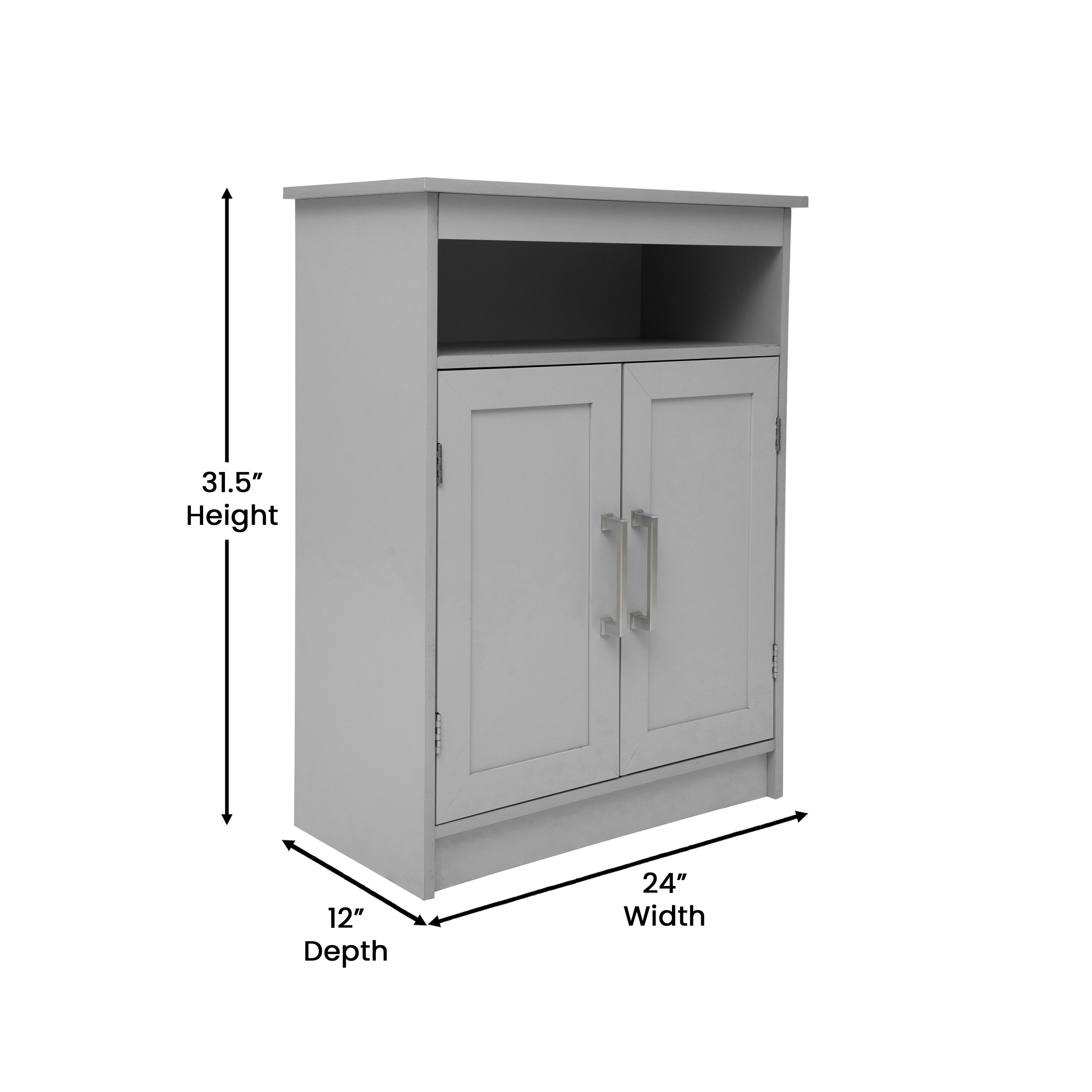 Vega Bathroom Storage Cabinet Organizer with Magnetic Closure Doors, In-Cabinet Adjustable Shelf, and Upper Open Shelf