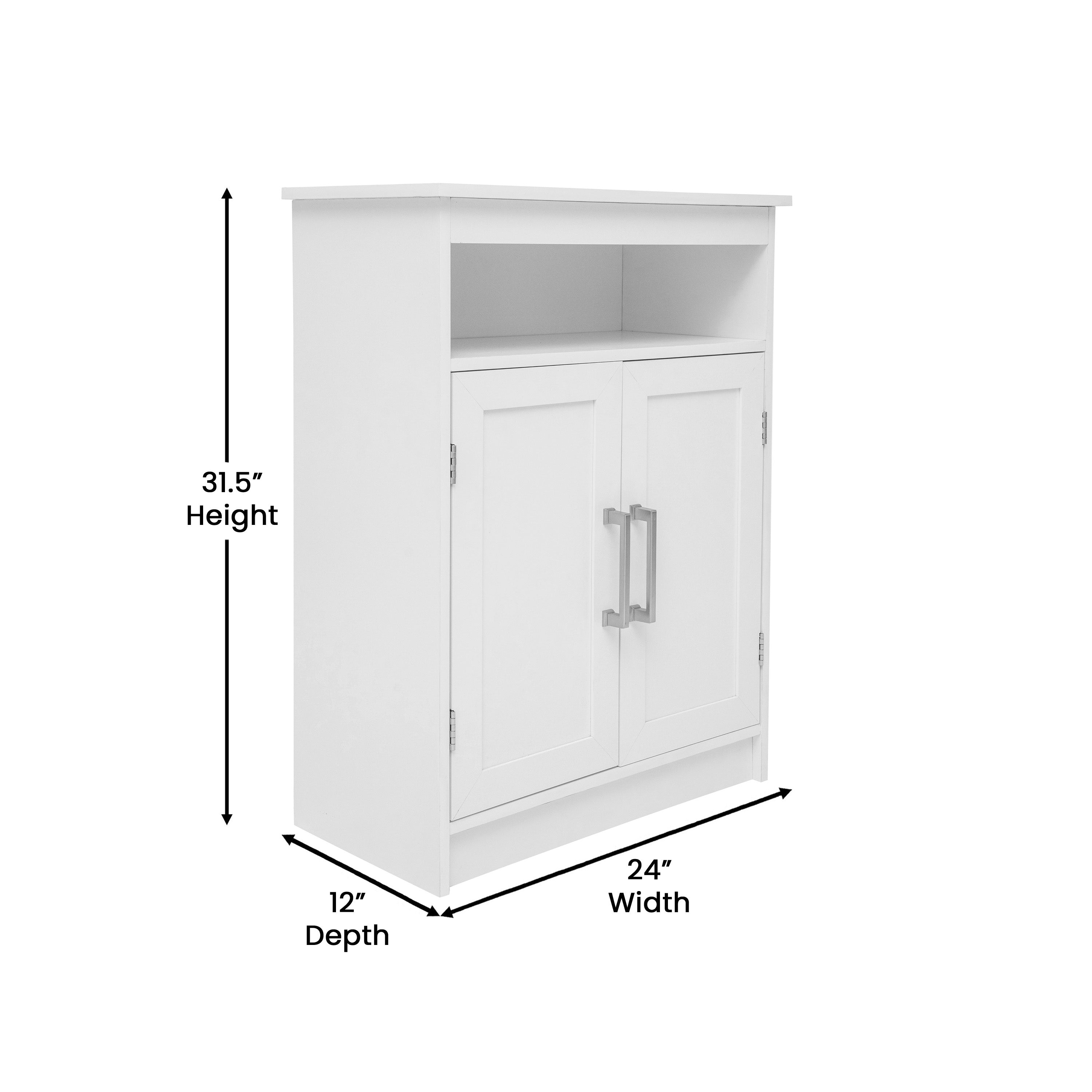 Vega Bathroom Storage Cabinet Organizer with Magnetic Closure Doors, In-Cabinet Adjustable Shelf, and Upper Open Shelf