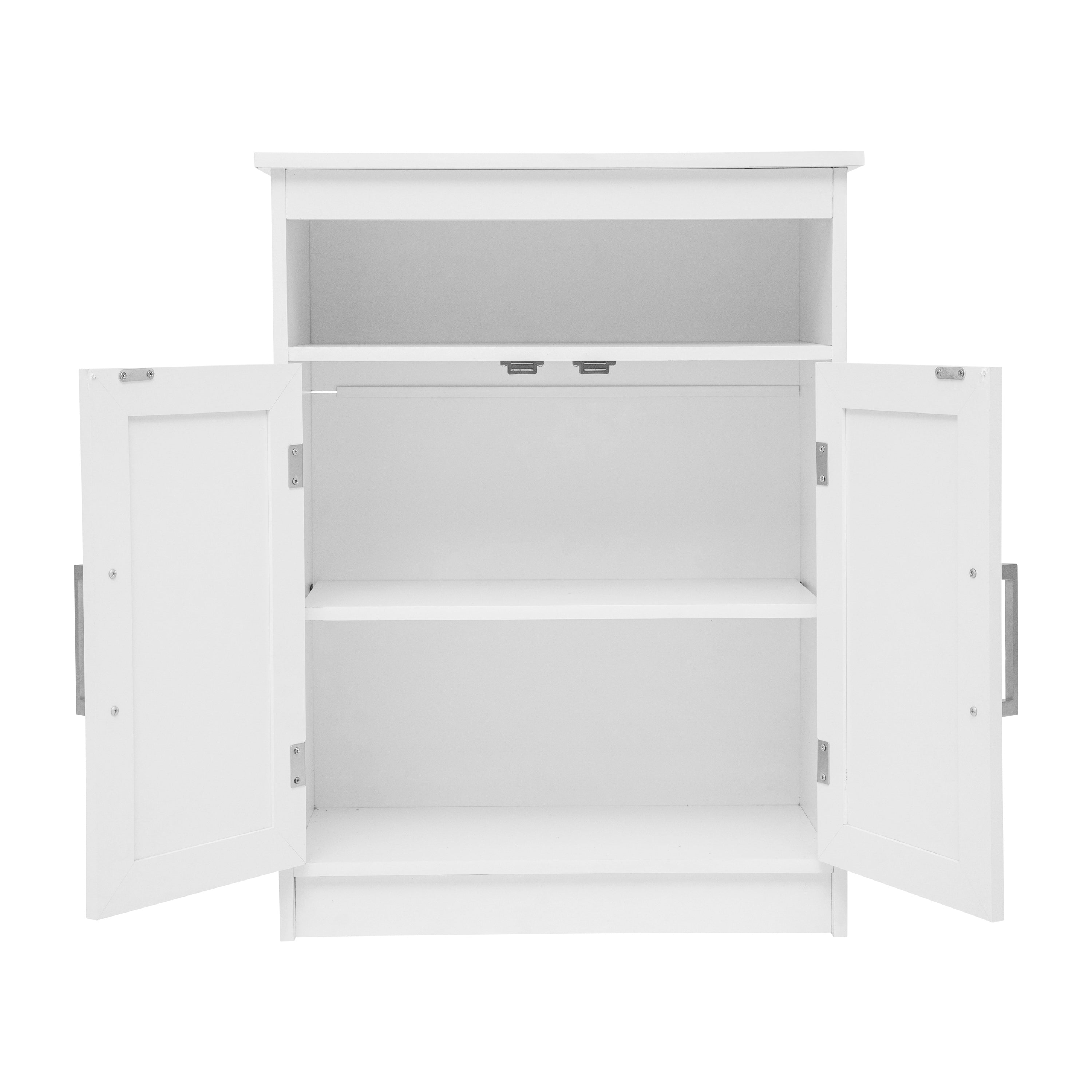 Vega Bathroom Storage Cabinet Organizer with Magnetic Closure Doors, In-Cabinet Adjustable Shelf, and Upper Open Shelf