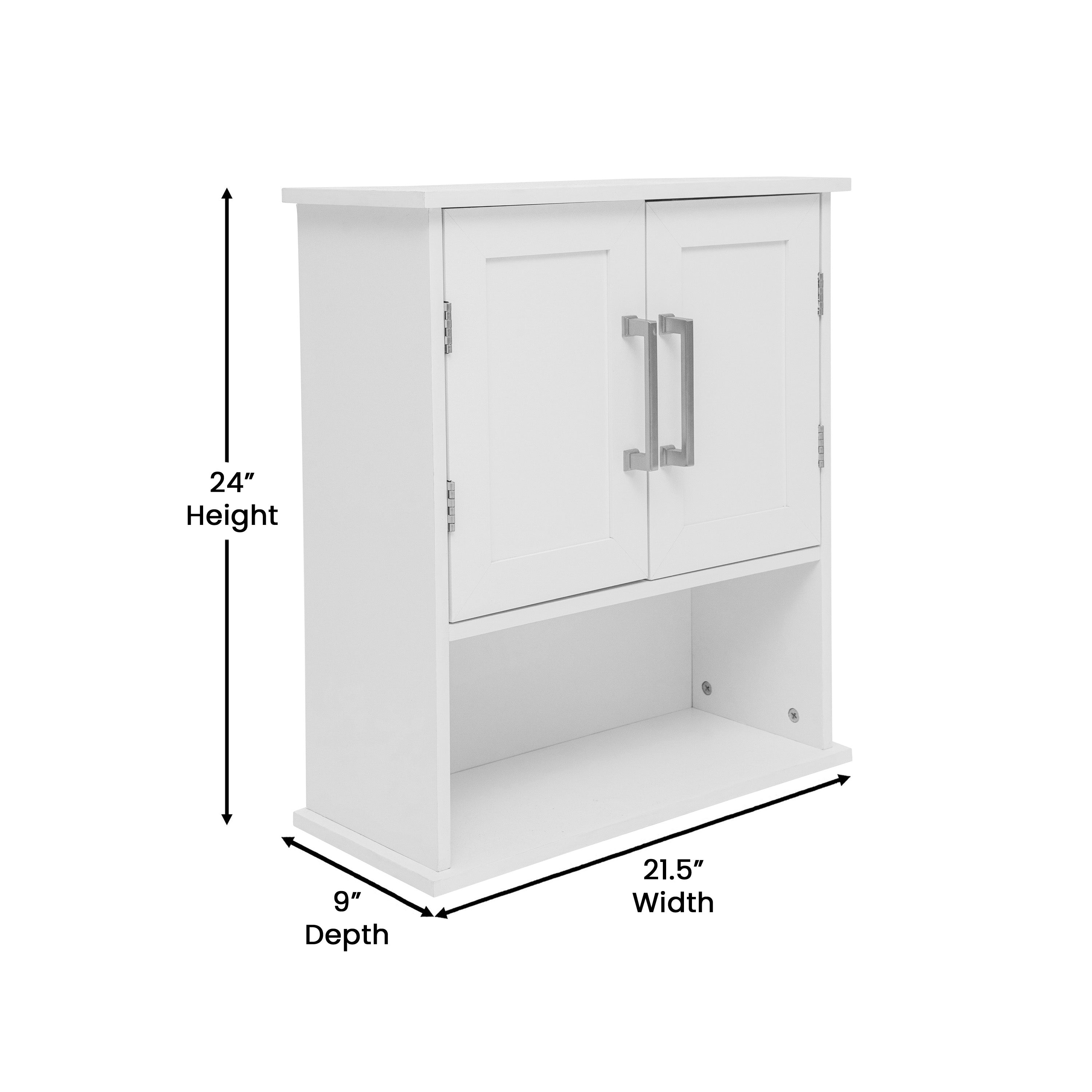 Vega Wall Mounted Bathroom Medicine Cabinet Storage Organizer with Magnetic Closure Doors, Adjustable Shelf, and Lower Open Shelf