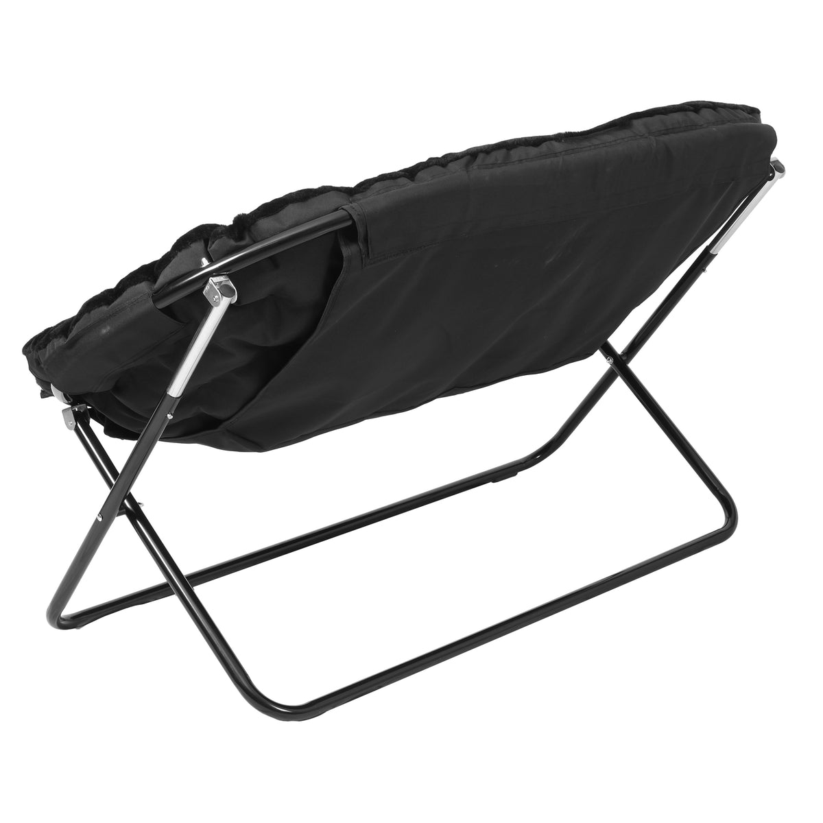 Eleanor Portable Folding Upholstered Double Saucer Chair with a Steel Frame for Dorm, Living Room, or Bedroom