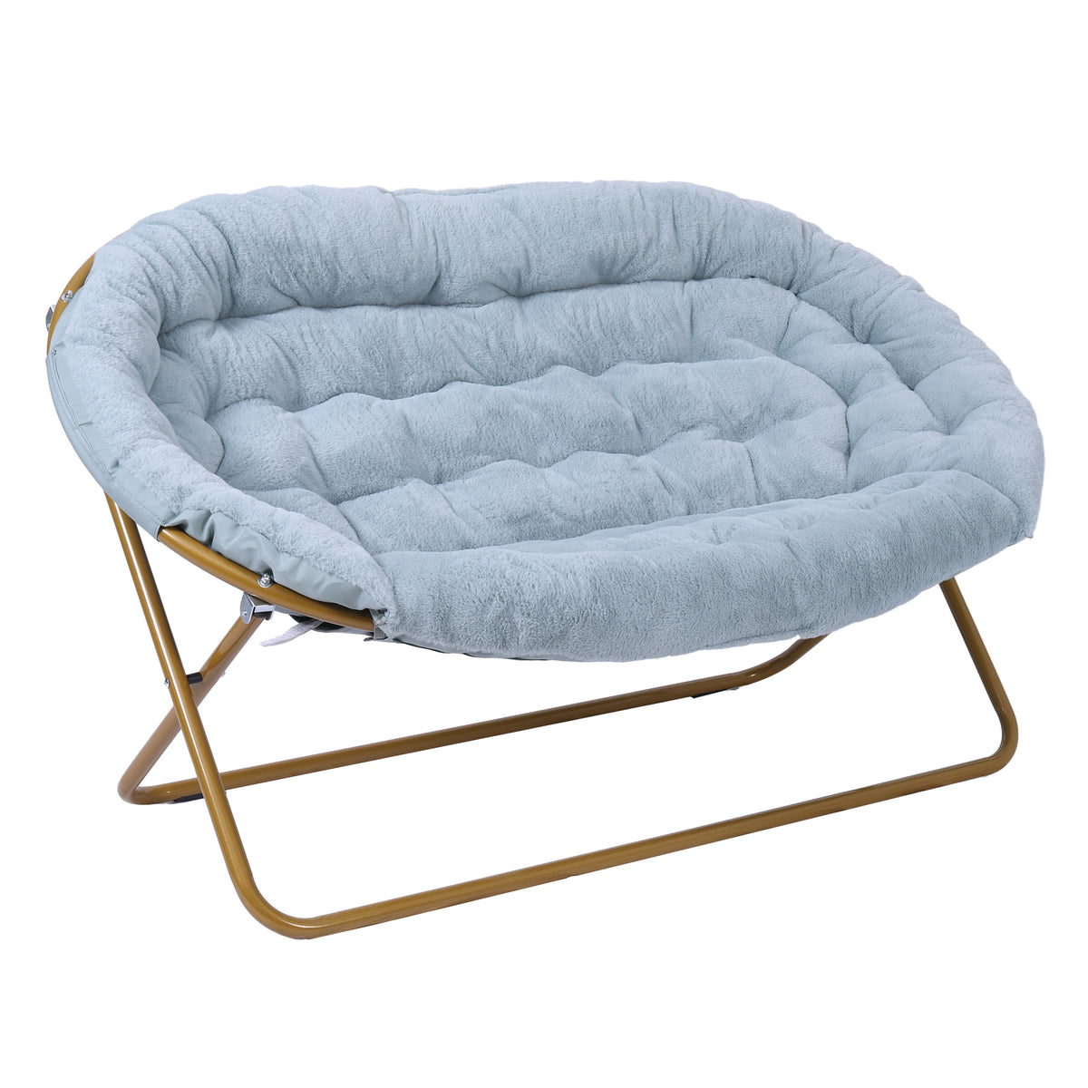 Eleanor Portable Folding Upholstered Double Saucer Chair with a Steel Frame for Dorm, Living Room, or Bedroom