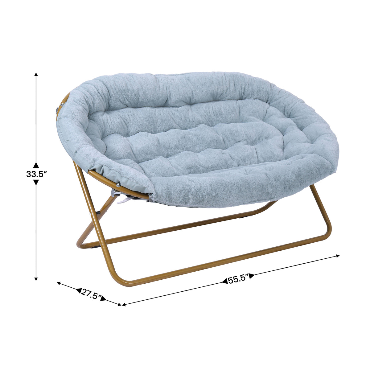 Eleanor Portable Folding Upholstered Double Saucer Chair with a Steel Frame for Dorm, Living Room, or Bedroom