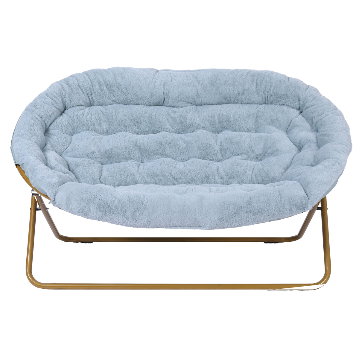 Eleanor Portable Folding Upholstered Double Saucer Chair with a Steel Frame for Dorm, Living Room, or Bedroom