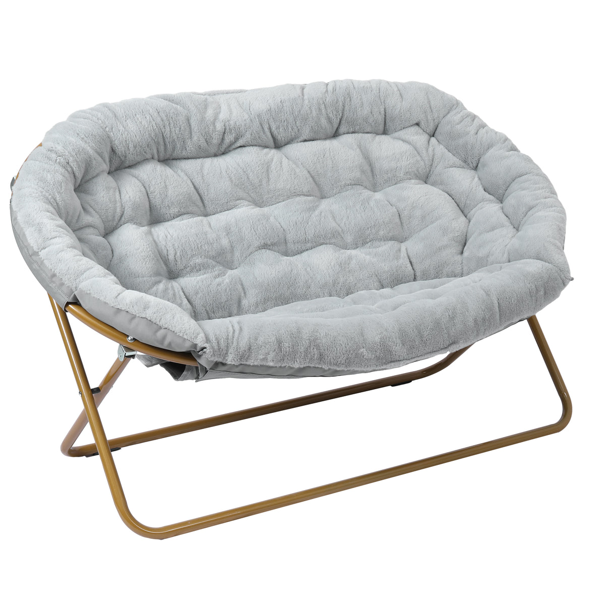 Eleanor Portable Folding Upholstered Double Saucer Chair with a Steel Frame for Dorm, Living Room, or Bedroom