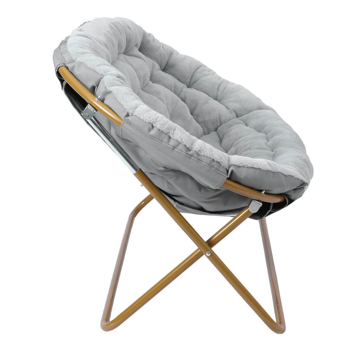 Eleanor Portable Folding Upholstered Double Saucer Chair with a Steel Frame for Dorm, Living Room, or Bedroom