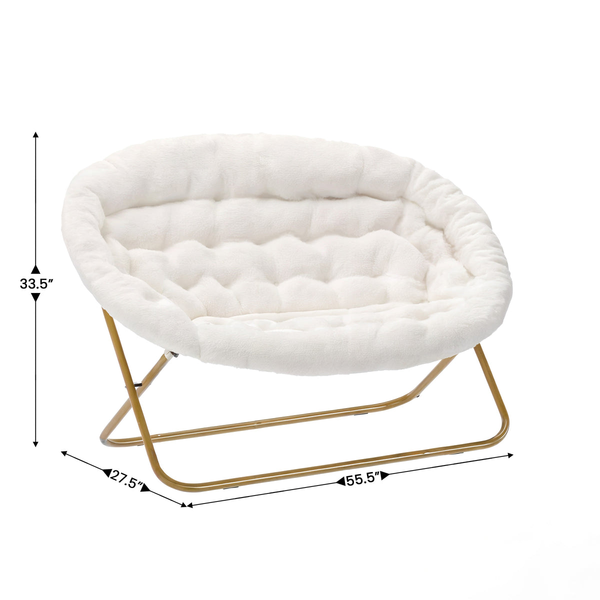 Eleanor Portable Folding Upholstered Double Saucer Chair with a Steel Frame for Dorm, Living Room, or Bedroom