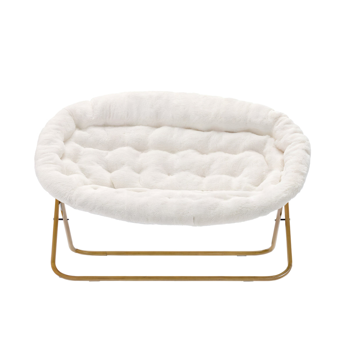 Eleanor Portable Folding Upholstered Double Saucer Chair with a Steel Frame for Dorm, Living Room, or Bedroom