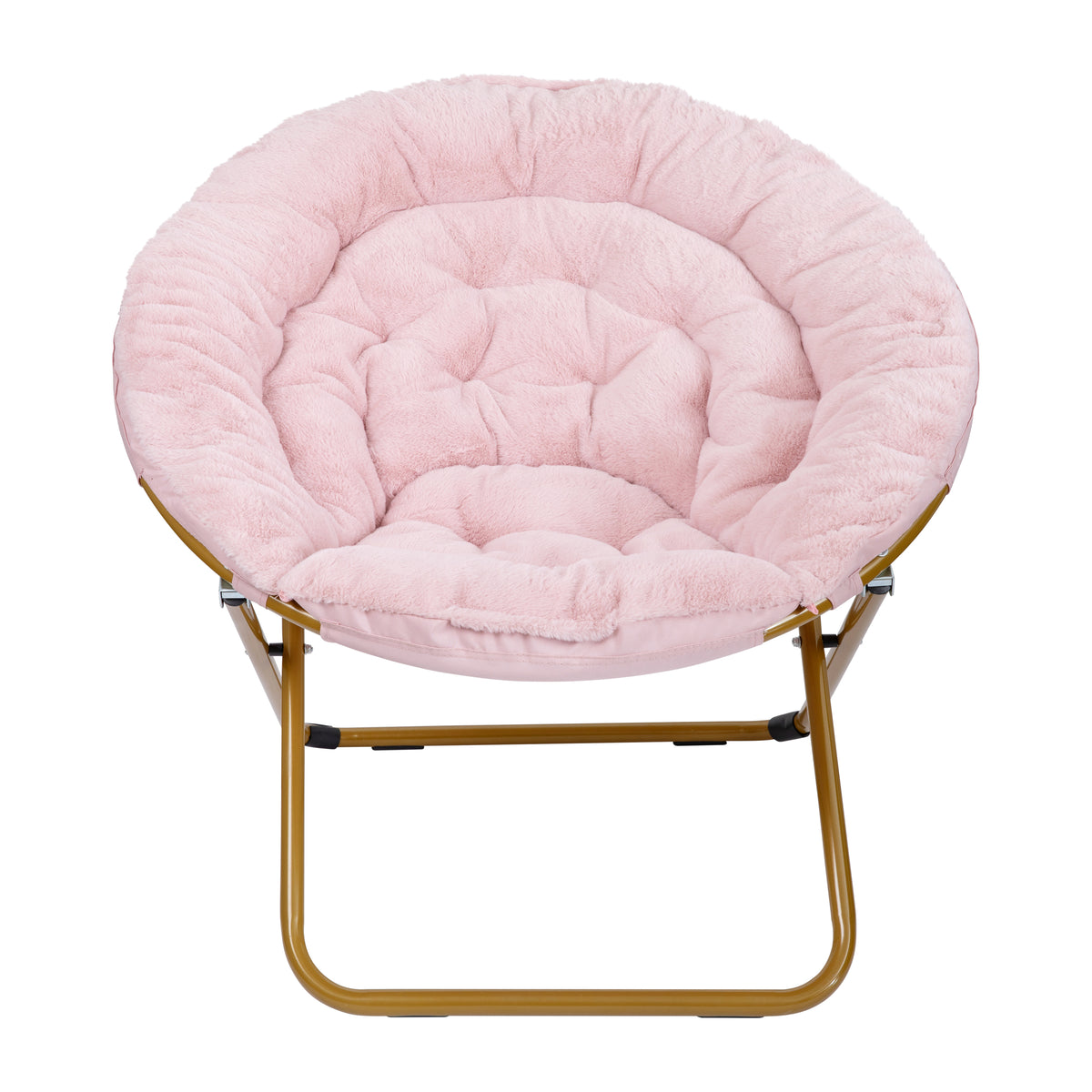 Gwen 38" Oversize Portable Faux Fur Folding Saucer Moon Chair for Dorm and Bedroom