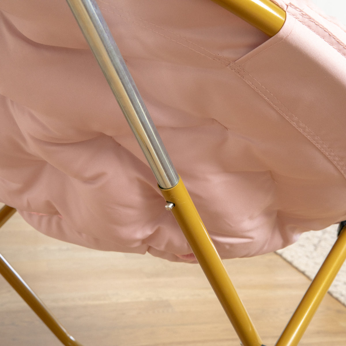 Gwen 38" Oversize Portable Faux Fur Folding Saucer Moon Chair for Dorm and Bedroom