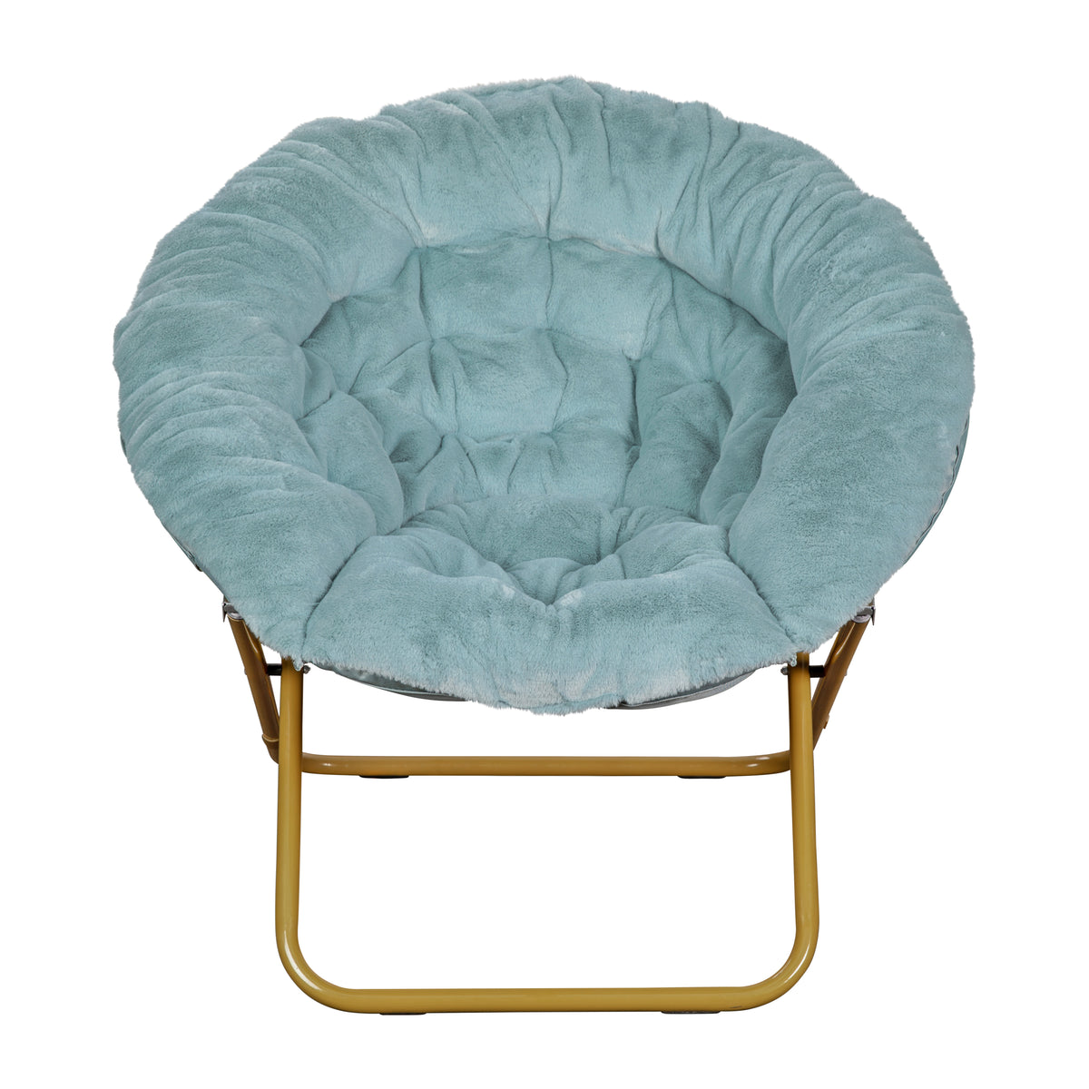 Gwen 38" Oversize Portable Faux Fur Folding Saucer Moon Chair for Dorm and Bedroom
