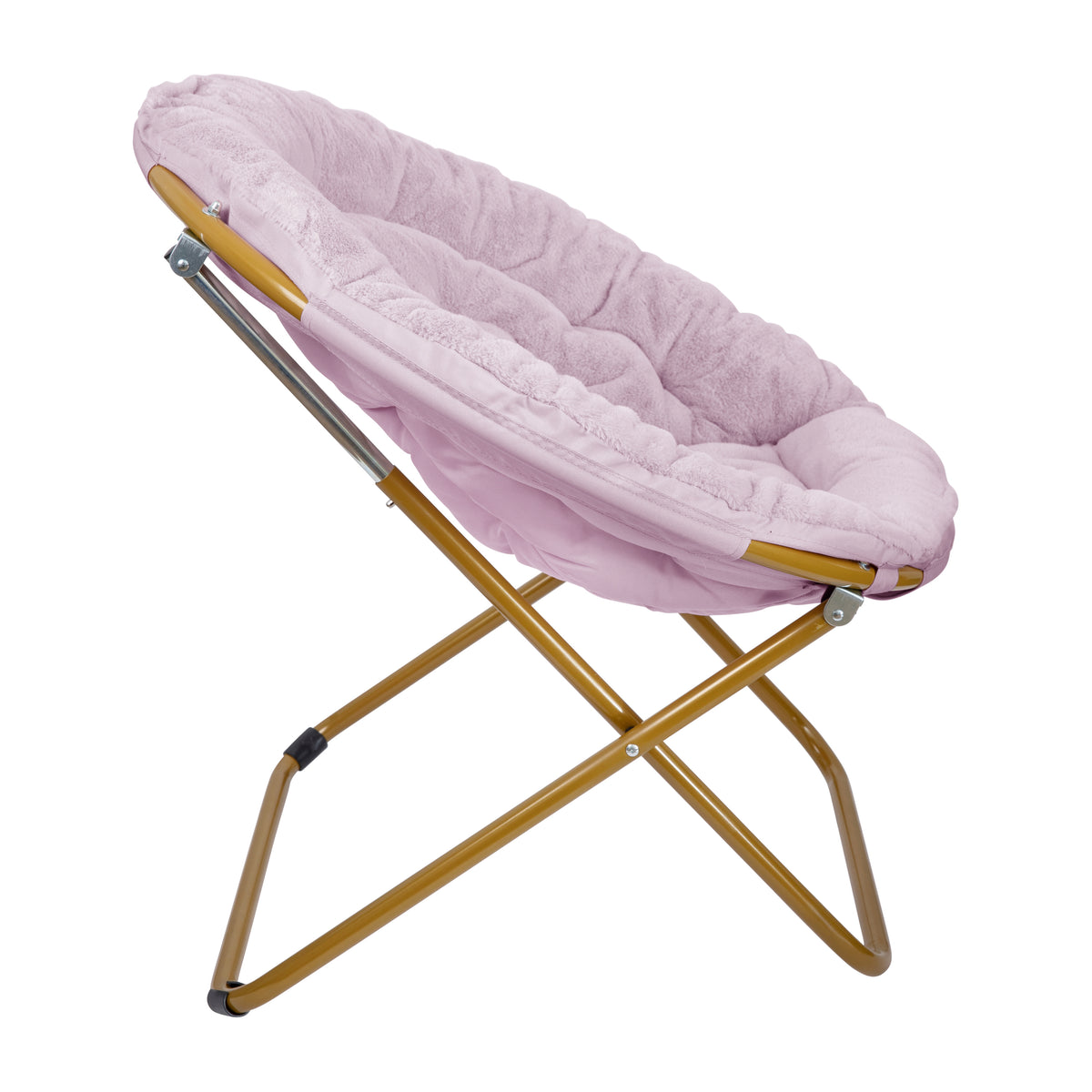 Gwen 38" Oversize Portable Faux Fur Folding Saucer Moon Chair for Dorm and Bedroom
