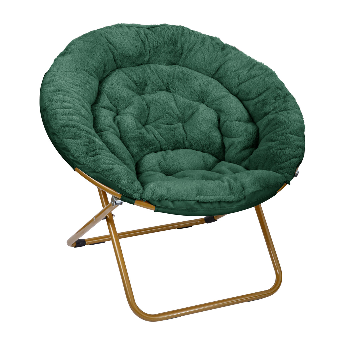 Gwen 38" Oversize Portable Faux Fur Folding Saucer Moon Chair for Dorm and Bedroom