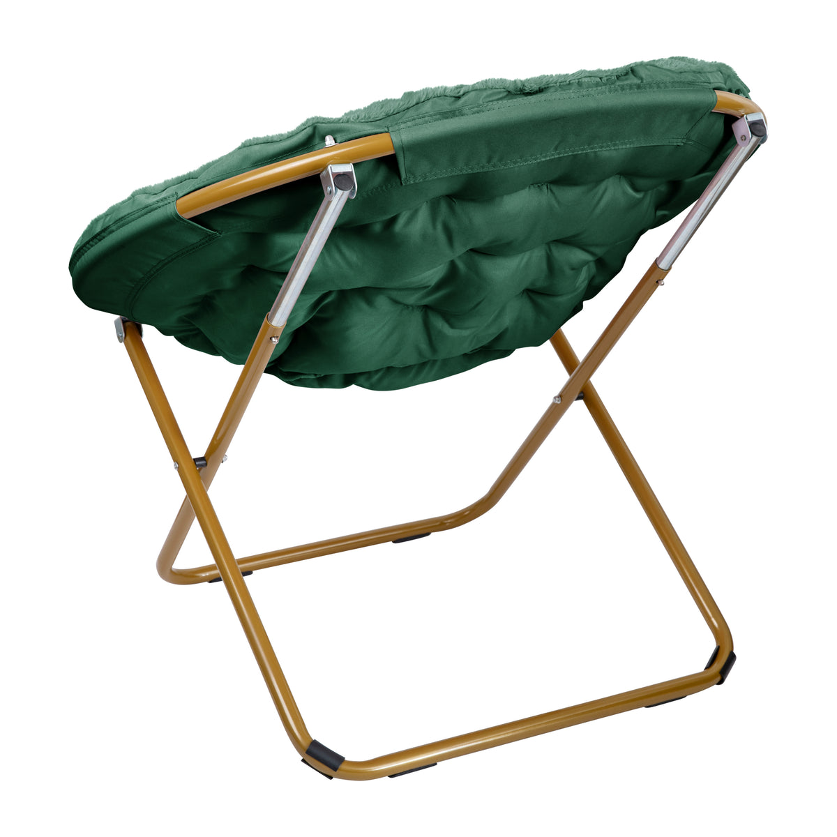 Gwen 38" Oversize Portable Faux Fur Folding Saucer Moon Chair for Dorm and Bedroom
