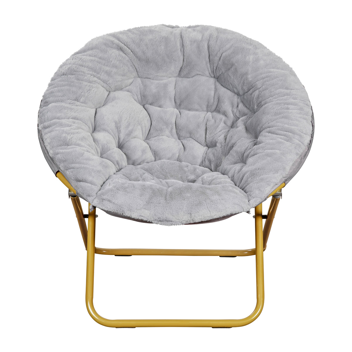 Gwen 38" Oversize Portable Faux Fur Folding Saucer Moon Chair for Dorm and Bedroom